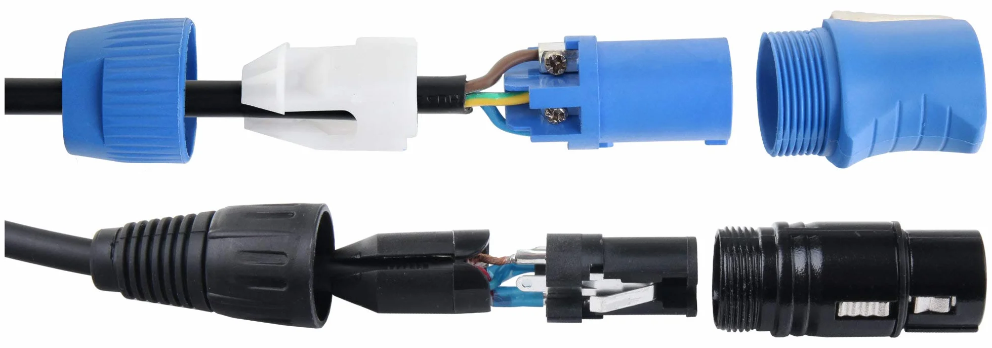 Pronomic Stage PPD-5 Câble Hybride Powerplug/DMX Lot de 10 - Câble combiné pour alimentation et signal DMX - Fini les câbles emmêlés pour connecter les effets lumineux - Longueur : 5 m - Noir