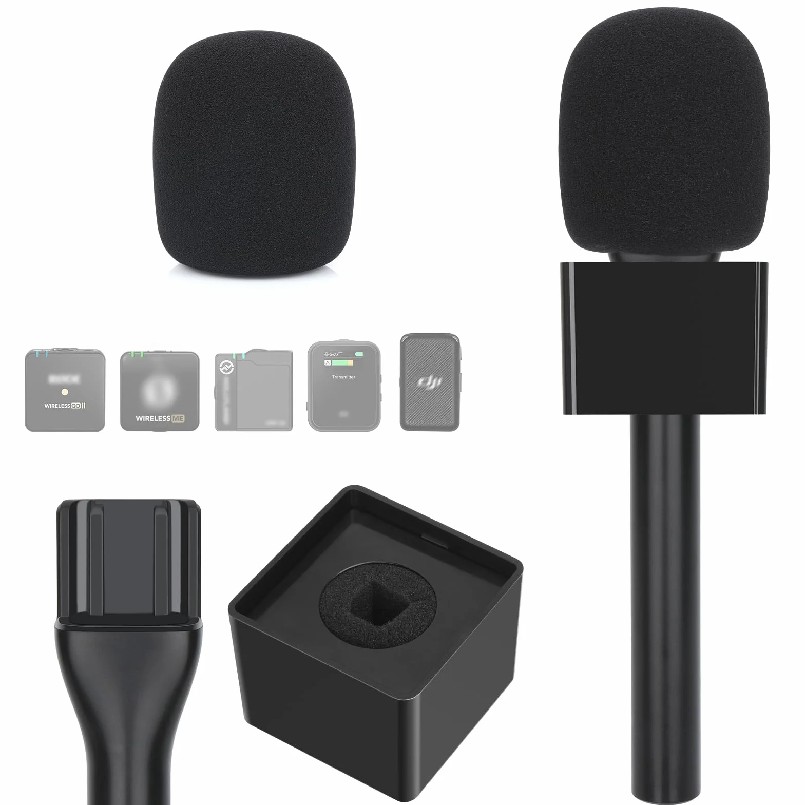 YOUSHARES Poignée Micro DJI Adaptateur de Micro Main sans Fil Support Micro Cravate pour DJI Mic 2 Rode Wireless GO II Wireless Me Pro avec Bonnette Micro Handle Mic
