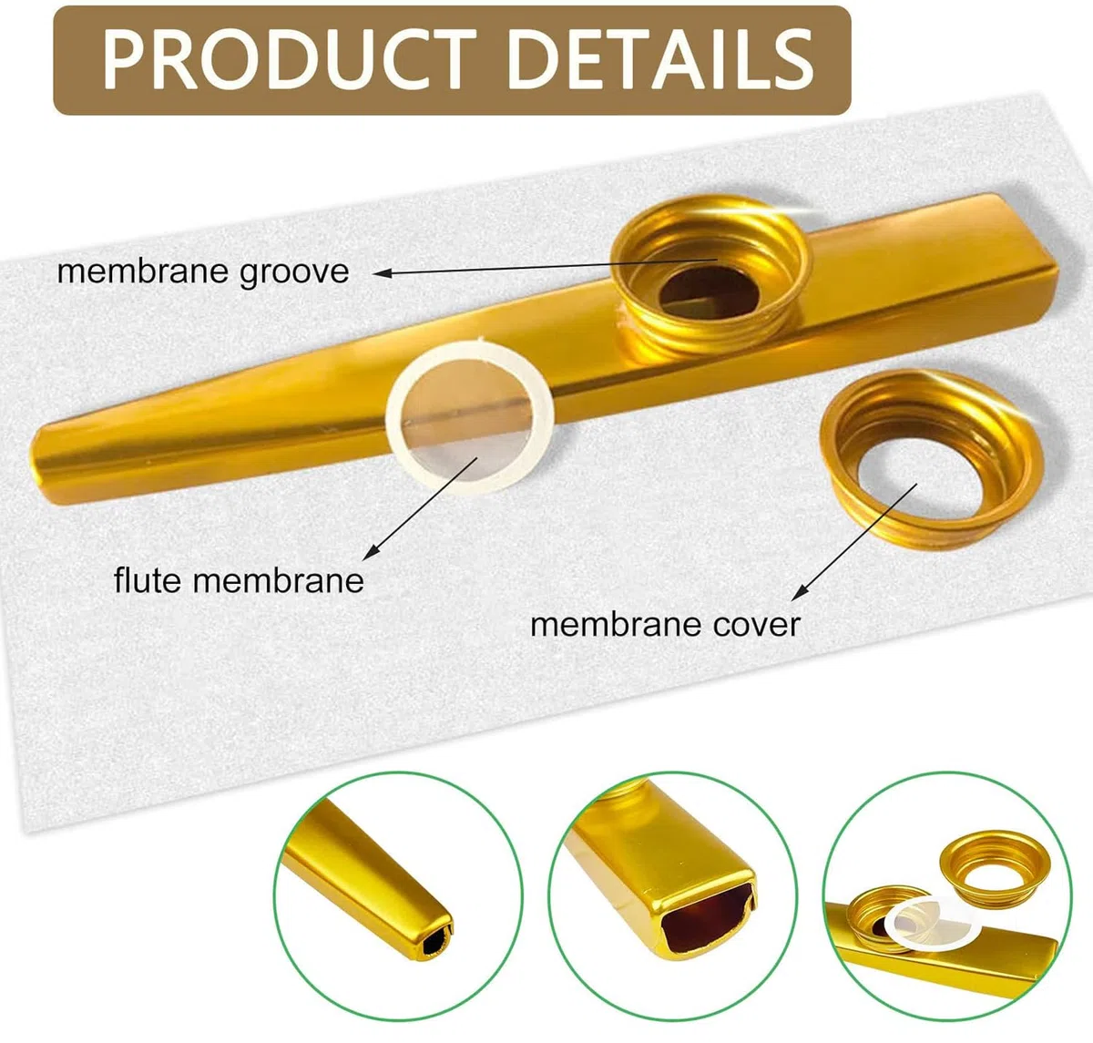 6 Pièces Kazoo en Alliage d'Aluminium avec 12 Membranes - 6 Couleurs Métal pour Accompagnement de Guitare ou d'Harmonica - Instrument pour Enfants, Amateurs et Débutants en Musique