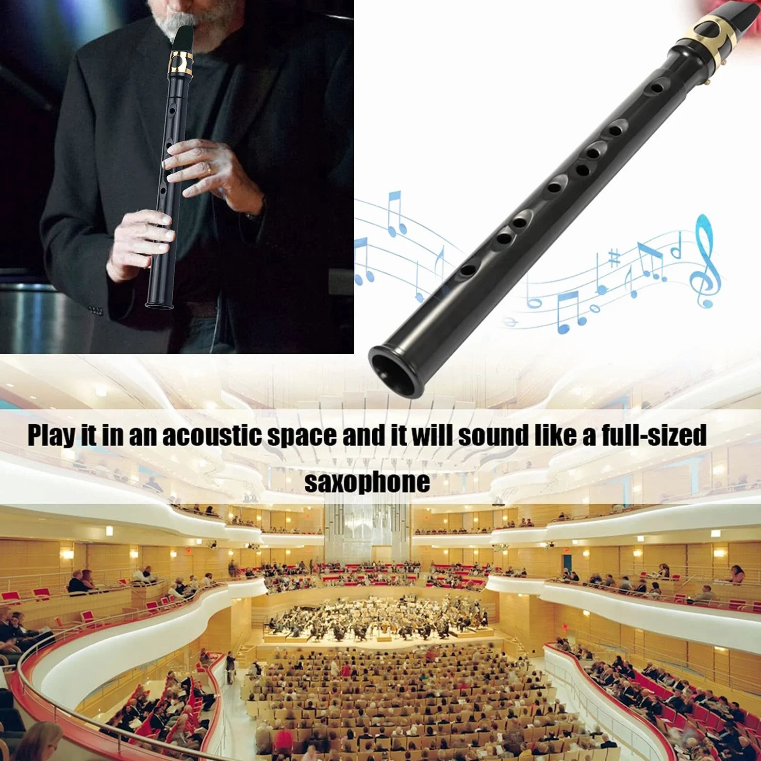 Kit de saxophone alto portable pour débutants, 4 anches, 8 tampons dentaires, sac de transport (noir)
