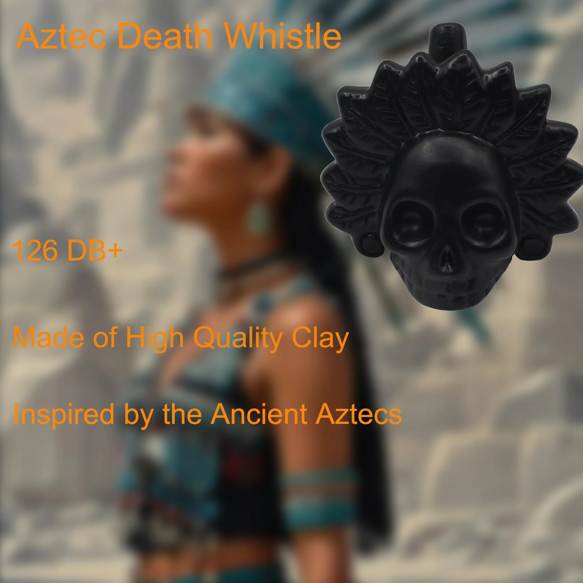 Sifflet de Guerre Aztèque Aztec Death Whistle 126dB Sons de Cris Humains Noir