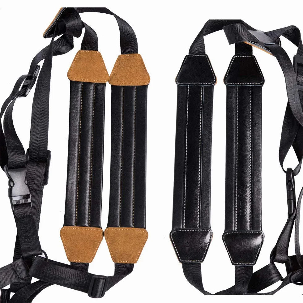Rayzm Sangle de Saxophone, Universelle Double Bandoulière en Cuir pour Sax Alto Ténor Soprano