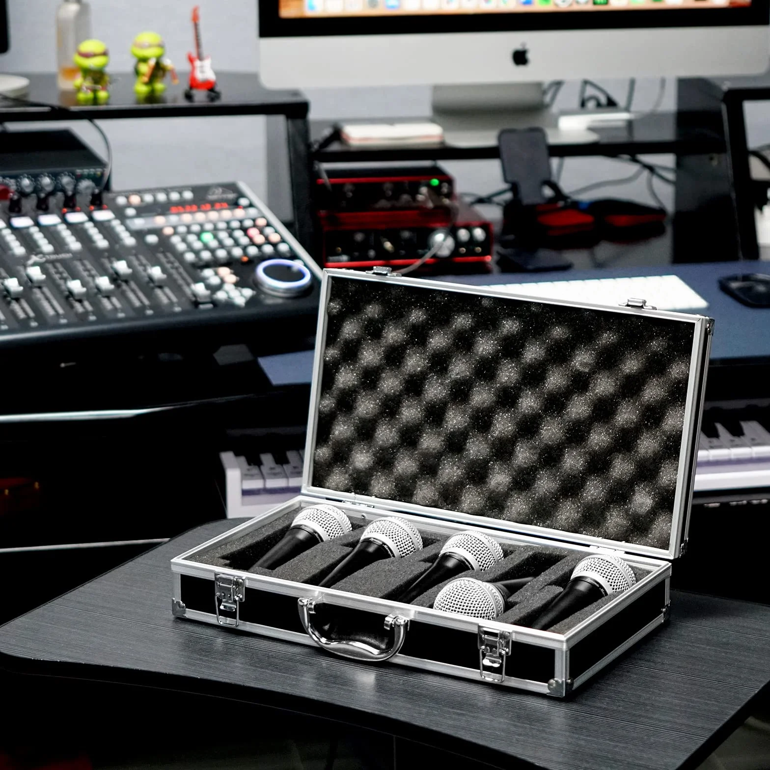 Étui de Transport Professionnel pour Microphone, Mousse prédécoupée Personnalisable, Aluminium