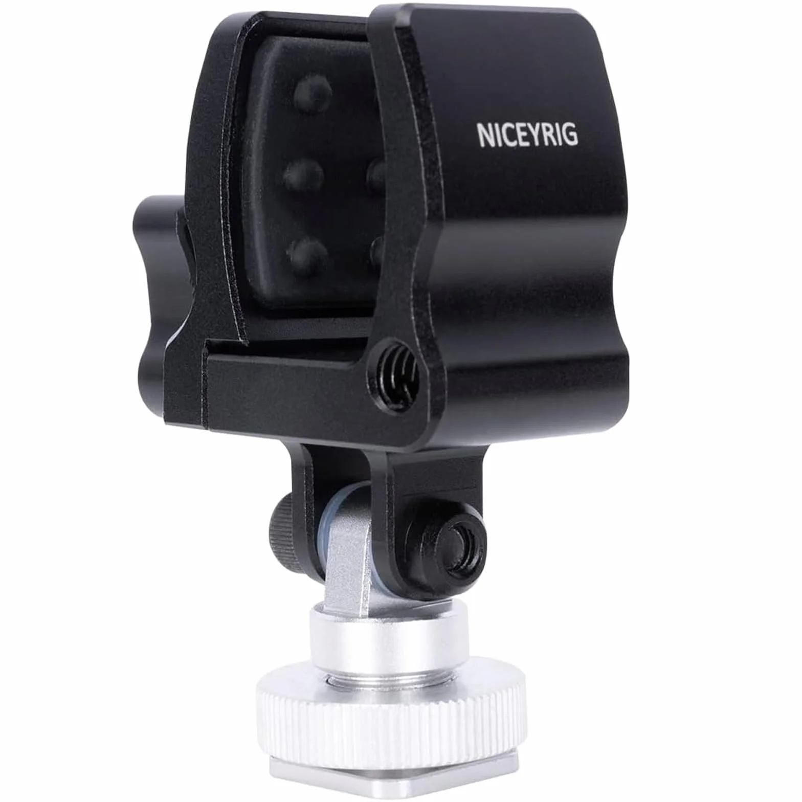 NICEYRIG Clip de Microphone avec mâchoire 18,5-35 mm, Alliage d'aluminium et Acier Inoxydable, Tampon Anti-Chocs Silicone, Trou fileté 1/4"