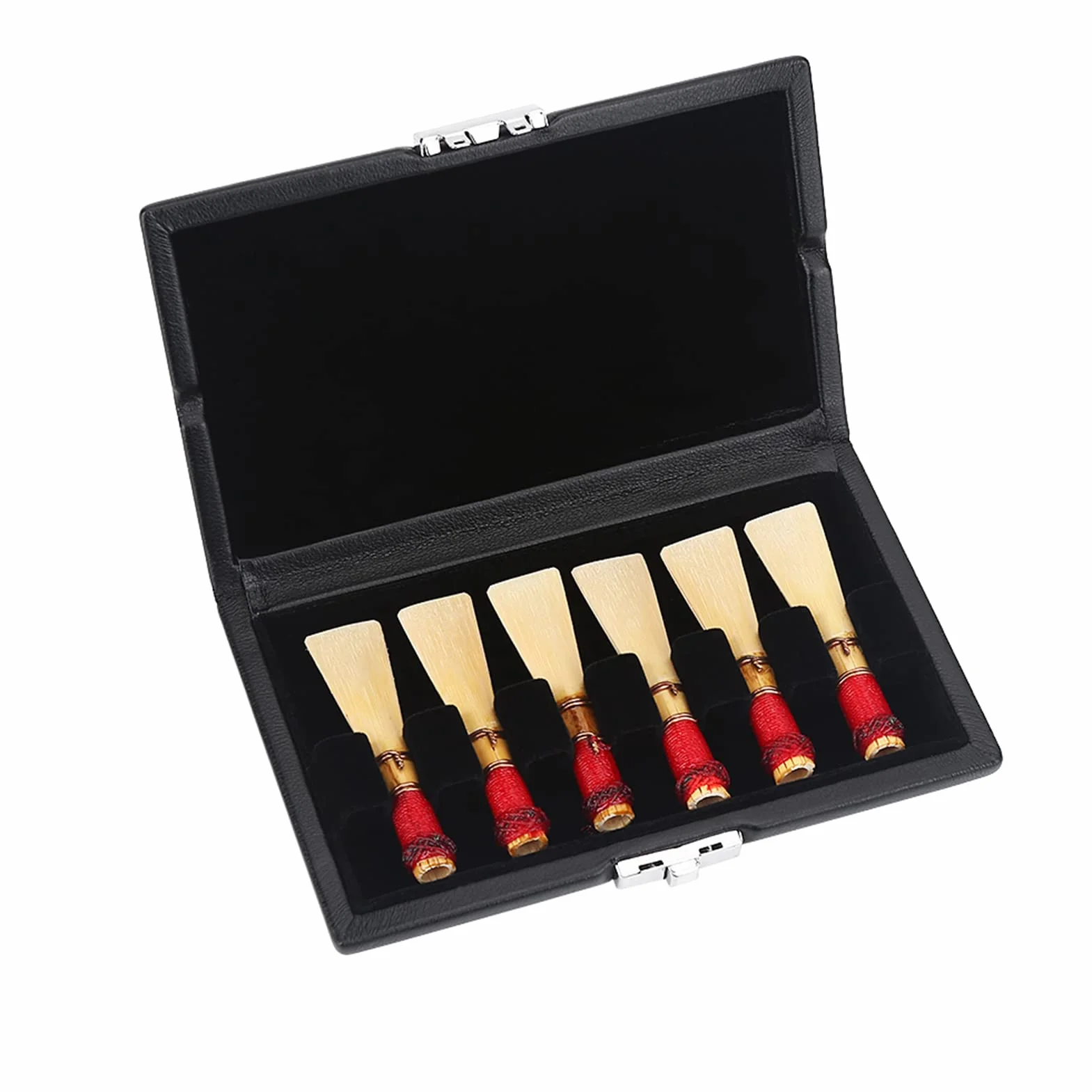 Basson Reed Case Boîte Cuir Étui Anches Saxophone Reed Container Accessoire 6 Reeds