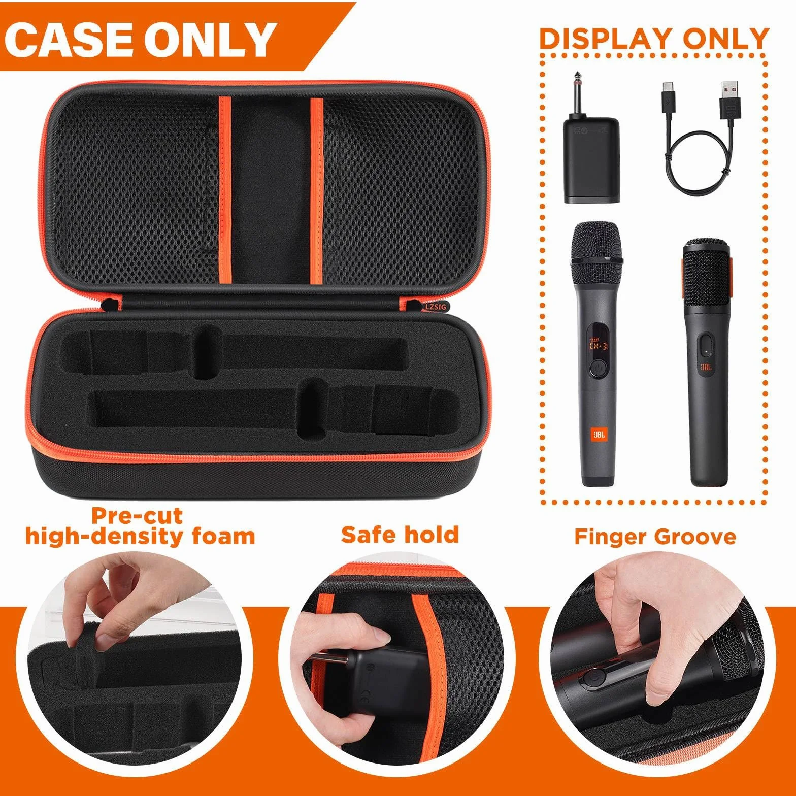 Étui de Microphone sans Fil JBL Wireless Two, Mousse prédécoupée pour Double Microphone Portable Partybox, Sac de Voyage