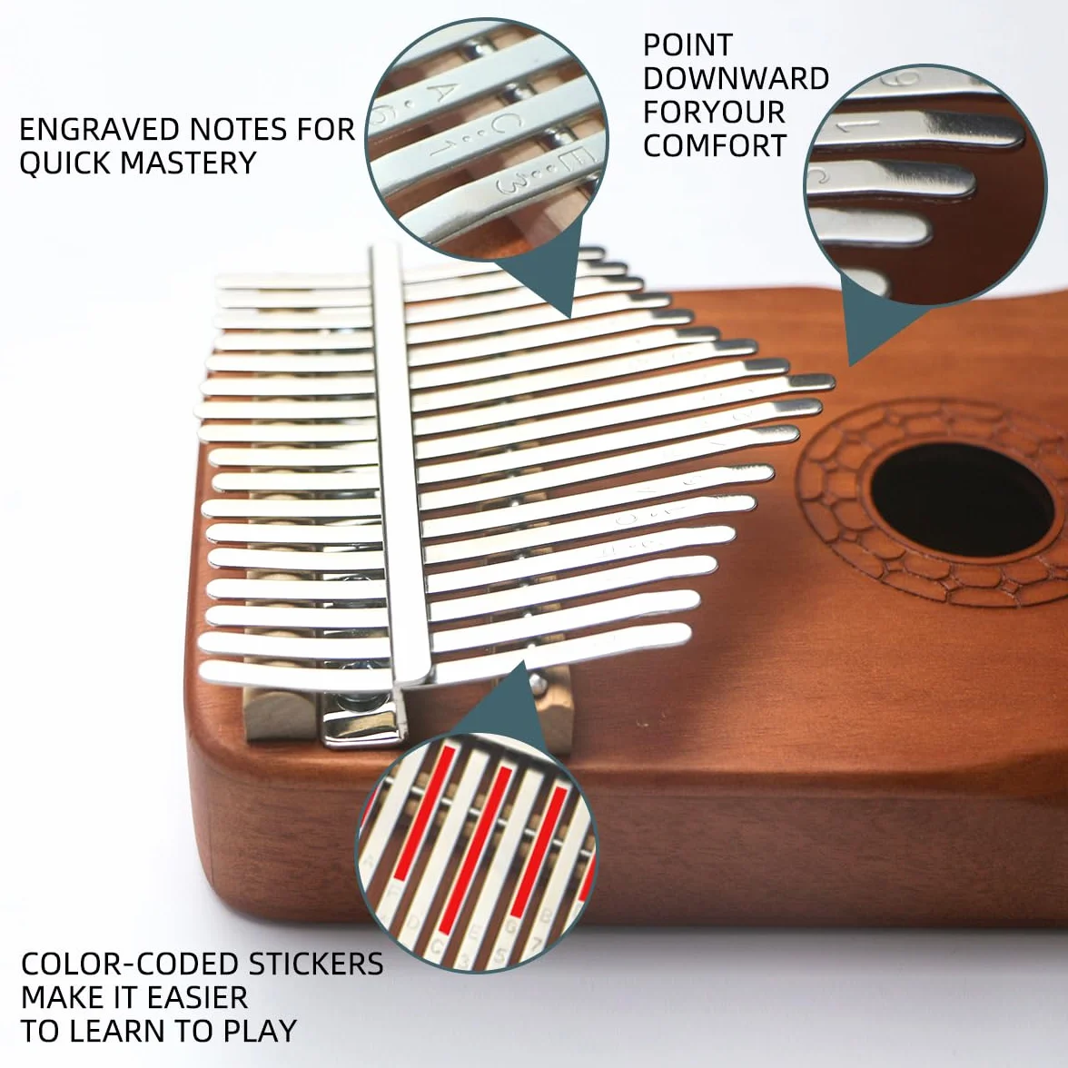 Kalimba 17 touches Mbira acajou acier marteau d'accordage protège-doigts autocollants cadeau enfants