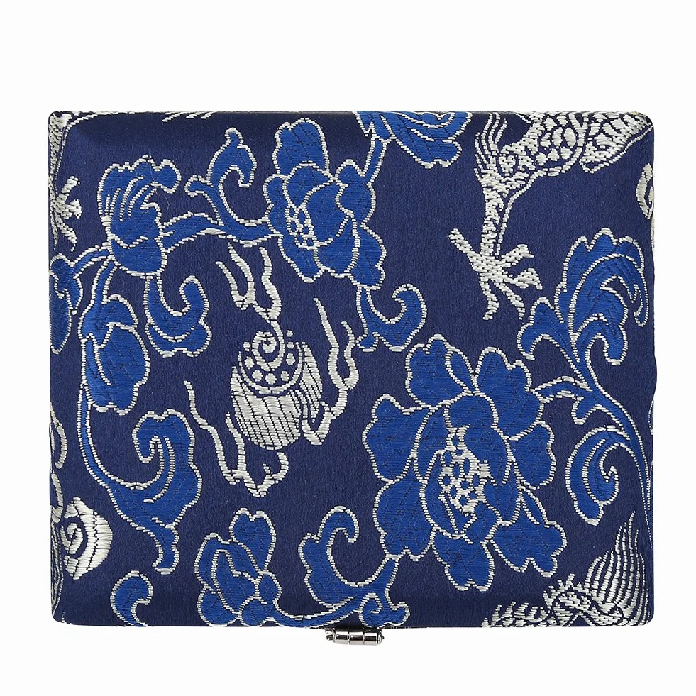 Etui pour anche hautbois en bois d'érable + tissu de soie, boîte de rangement pour 6 anches, bleu