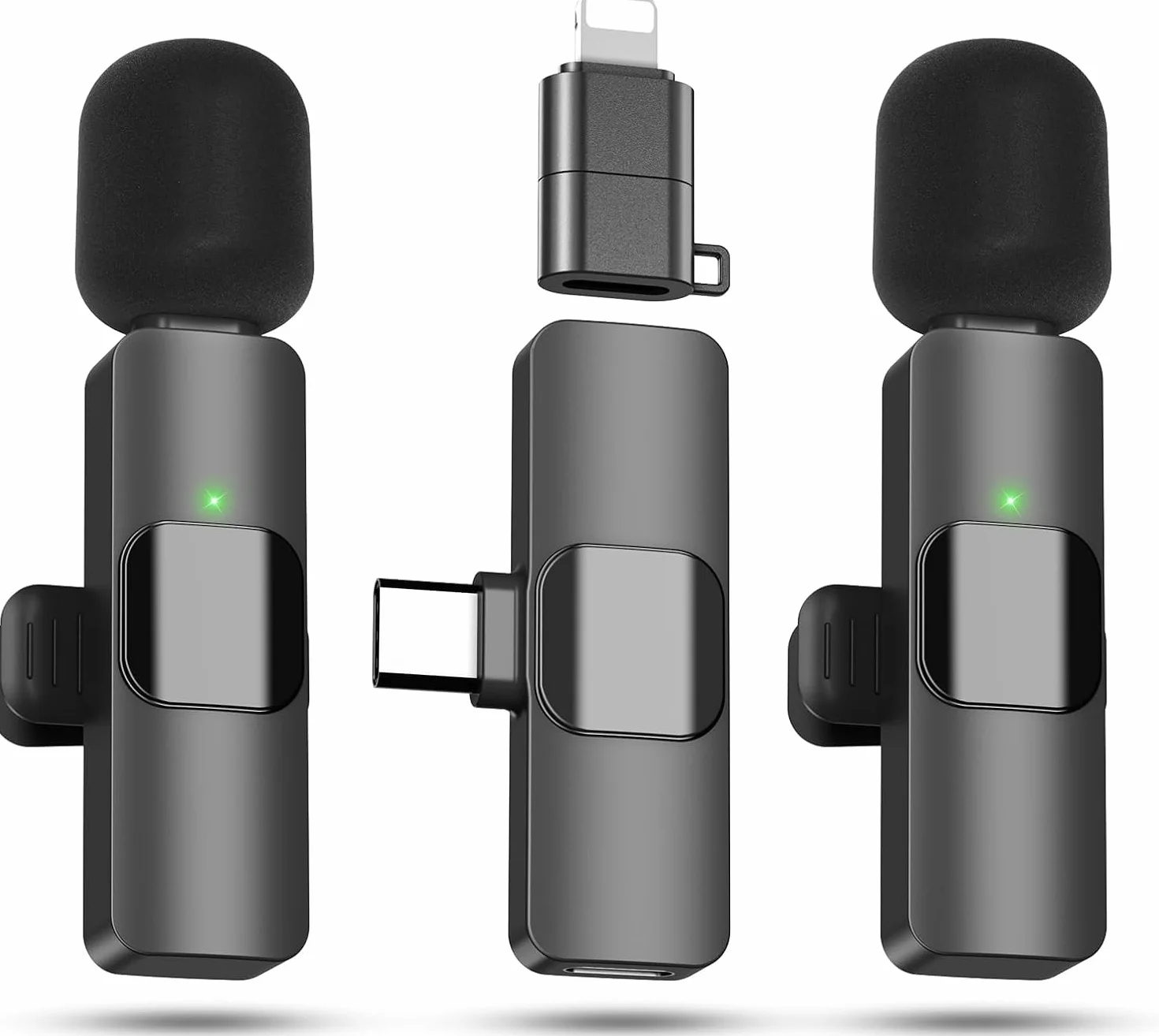KUKIHO 2 Microphones Cravate sans Fil pour iPhone/Smartphone, Mini-Micro USB-C, Réduction du Bruit, avec Pince