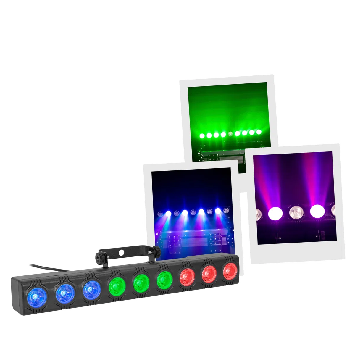 BoomToneDJ ColorBar 9x3W RGB – Barre LED RGB 9x3W avec contrôle DMX, télécommande IR, Effets stroboscopiques et LED Individuelles – Idéale pour DJ, scènes, événements et installations Fixes