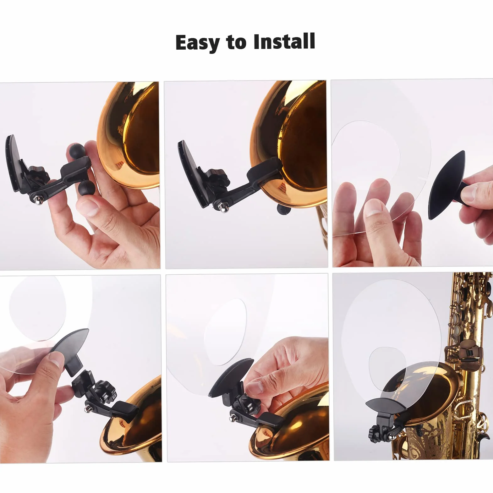 Déflecteur de saxophone en plastique silencieux réfléchissant pour instrument à vent