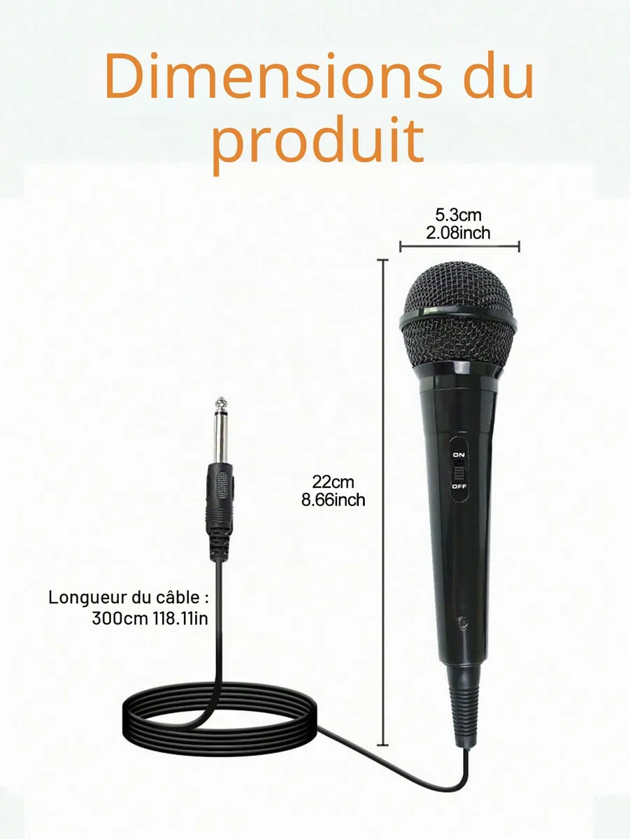 Micro Dynamique Karaoké Microphone à Main Micro Haut Parleur Vocal Dynamique Cardioïde Portable Jack 6,5mm XLR Pour Enfants Adultes Chanter Discours Mariages Activités Band Streaming KTV Podcast Etc