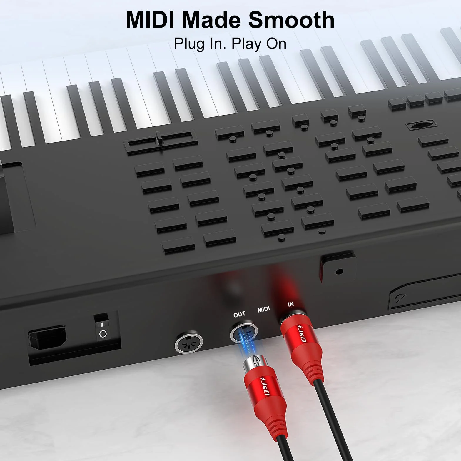 J&D Câble MIDI 5 Pin DIN Mâle à Mâle 0,9 m Rouge
