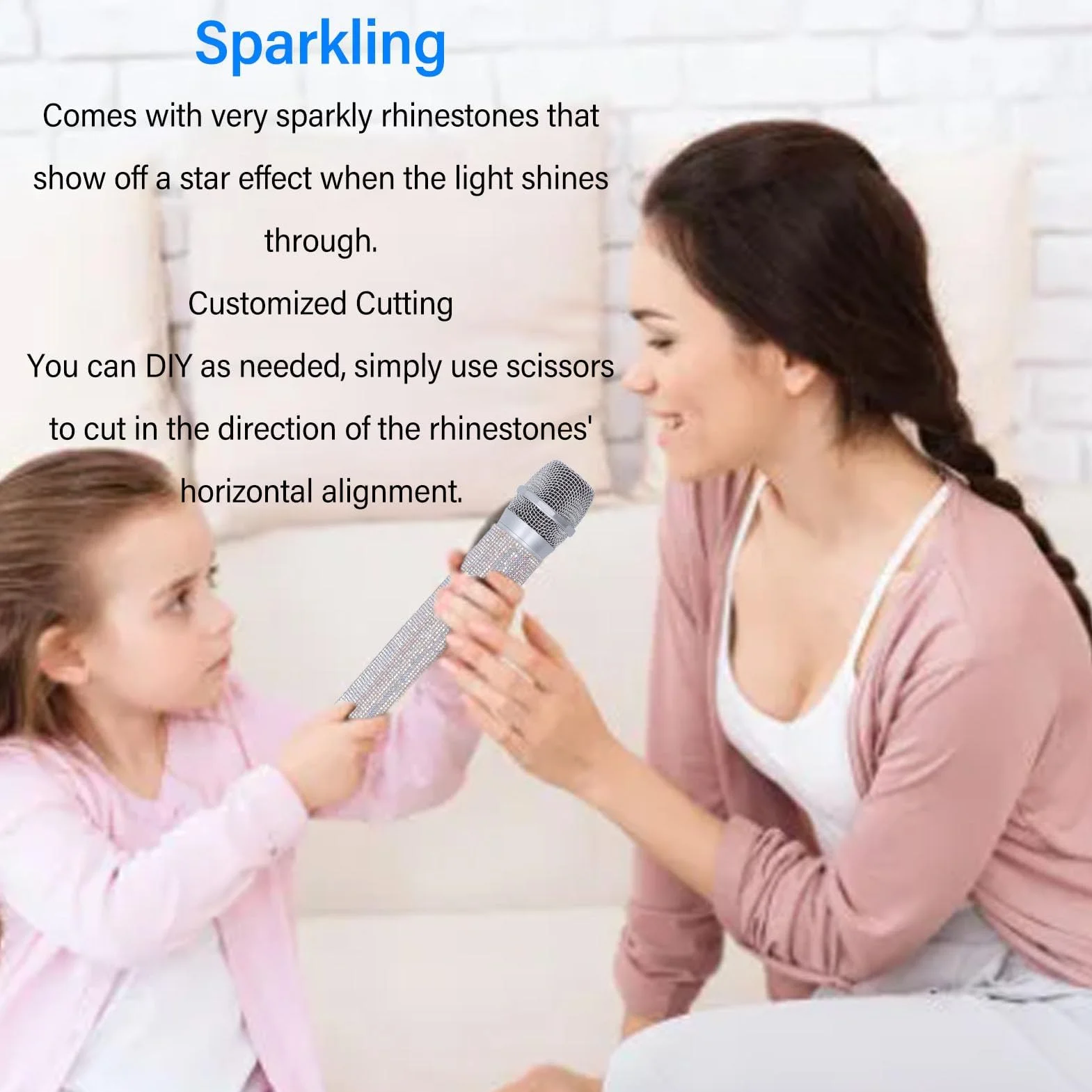 Housse Décorative Brillante pour Microphone, étui de Micro en Cristal pailleté