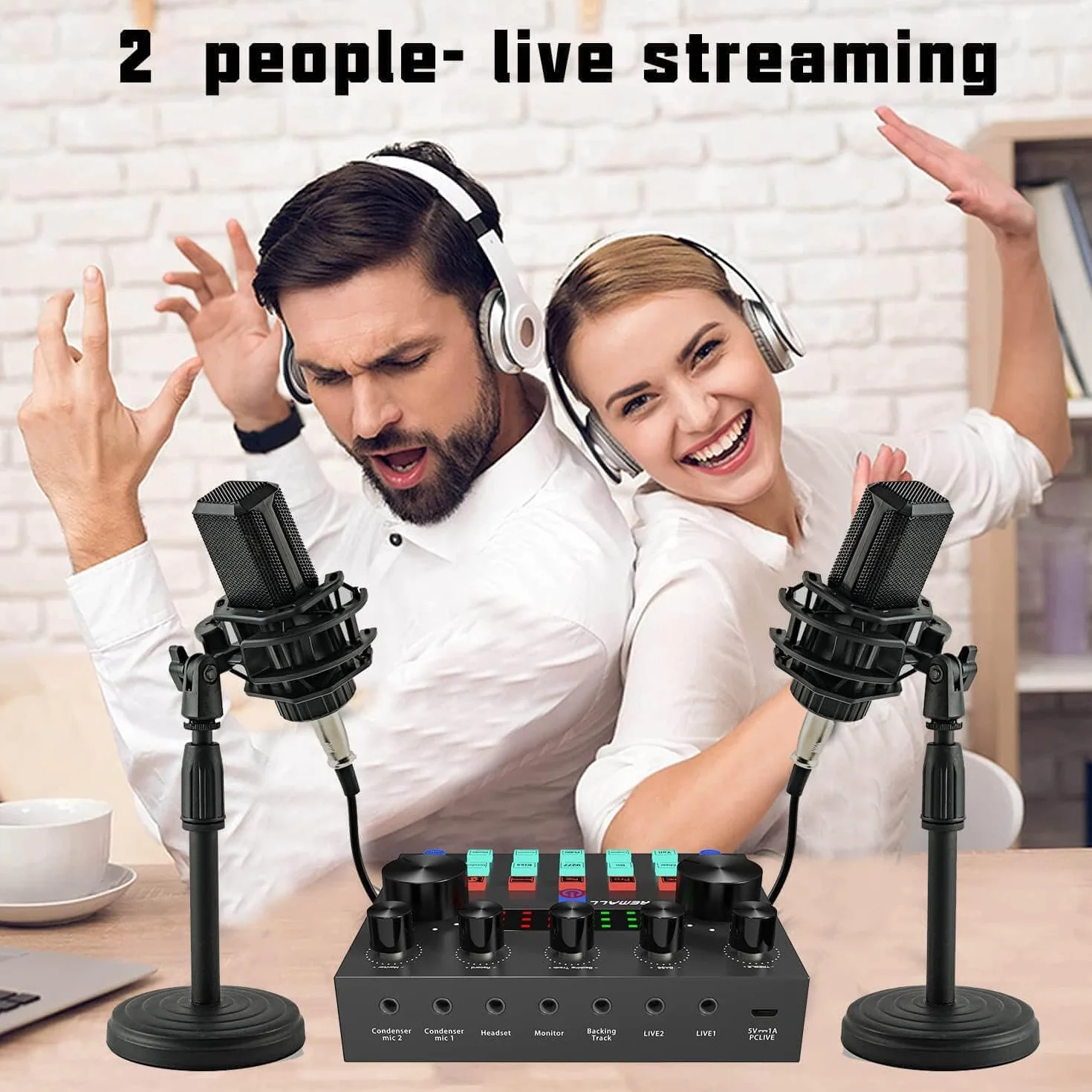 Micro Gaming Carte Son Karaoke Table de Mixage DJ Set, Interface Audio Bluetooth USB PC