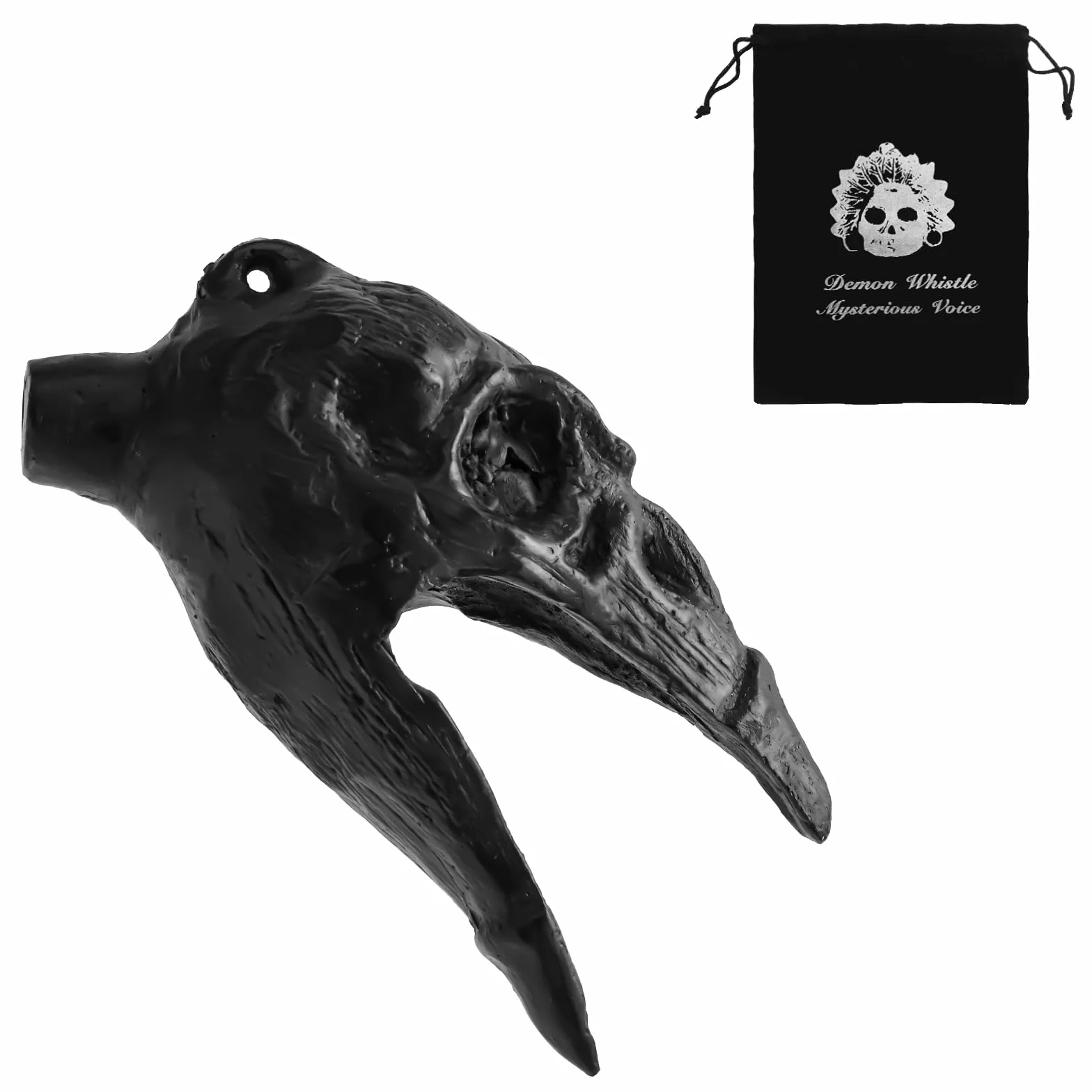 Sifflet de Mort Aztèque Hurlant 125 dB Crâne de Corbeau Sifflet de Guerre avec Sac à Cordon