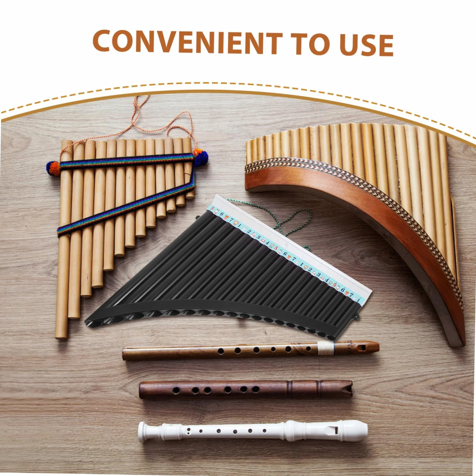 Flûte de Pan 18 Tubes en Bois pour Débutants en Do C, Instrument à Vent Portable Marron Rouge