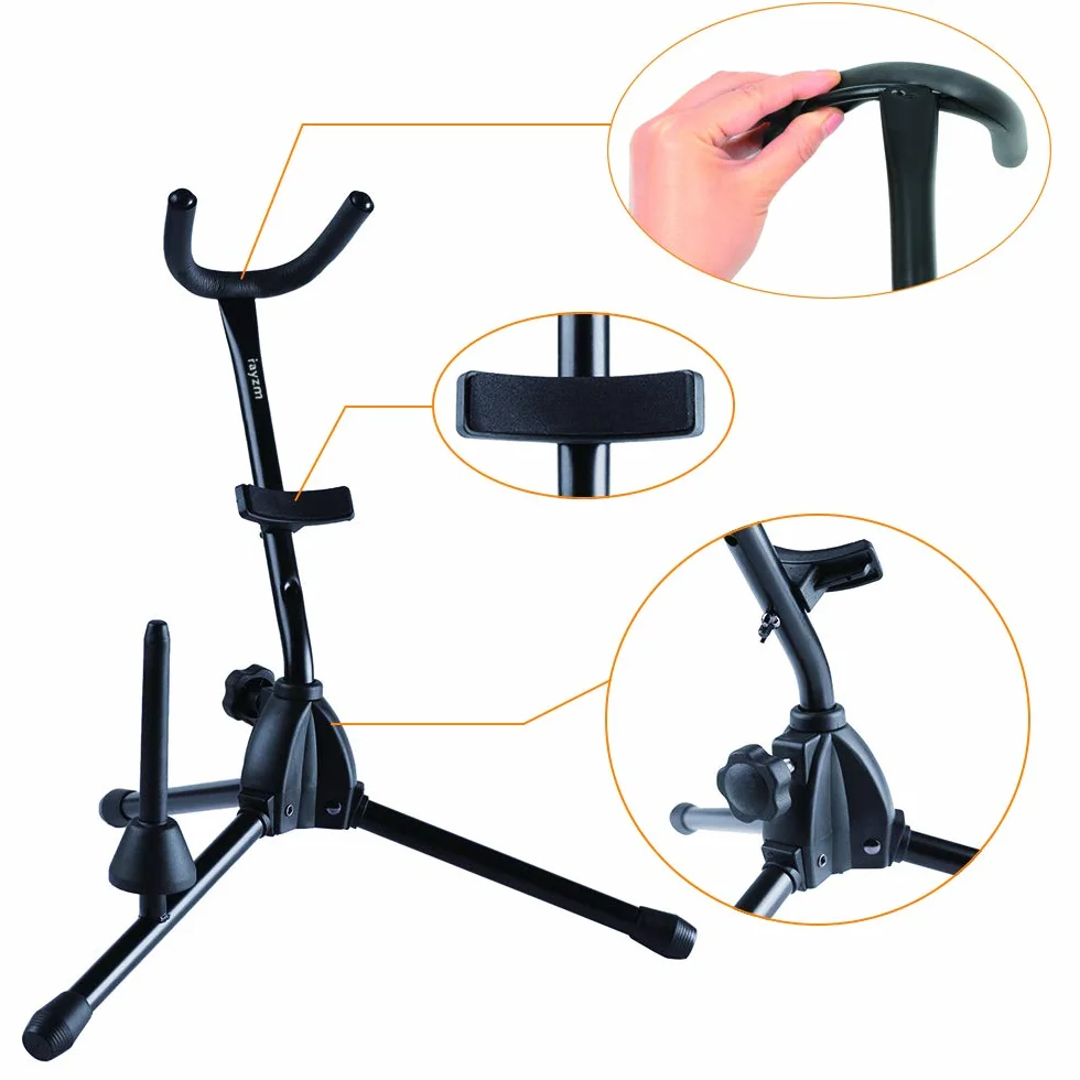 Rayzm Support pour saxophone ténor/alto avec support détachable pour flûte/clarinette, réglable portatif