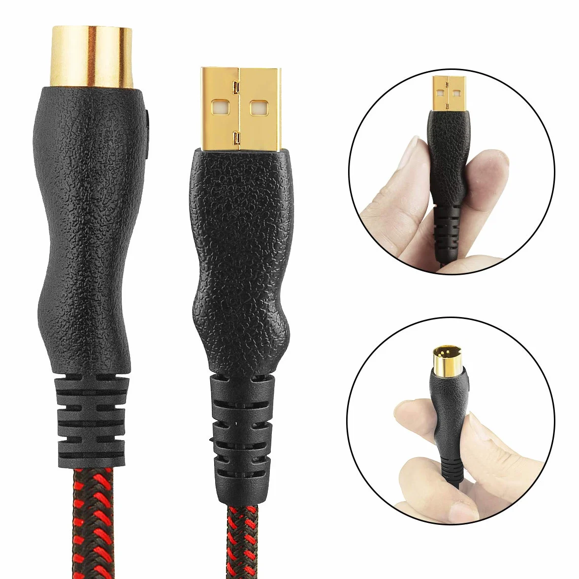 Câble USB MIDI Interface USB à 5 broches MIDI Convertisseur 1.5M pour PC/Mac/ordinateur portable