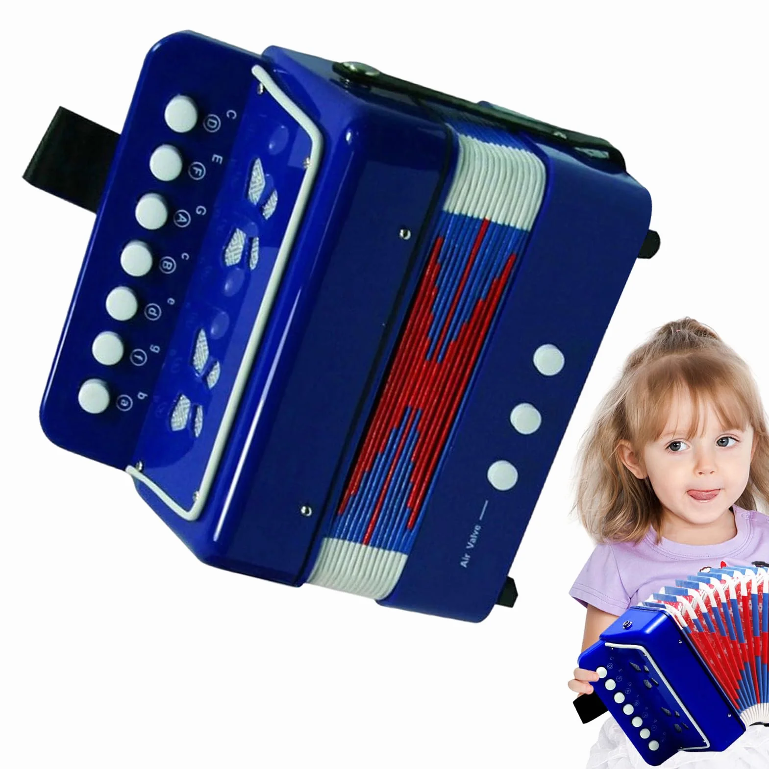 Accordéon Musical à Boutons Jouet Instrument de Musique Portable Cadeau Anniversaire 3 Ans