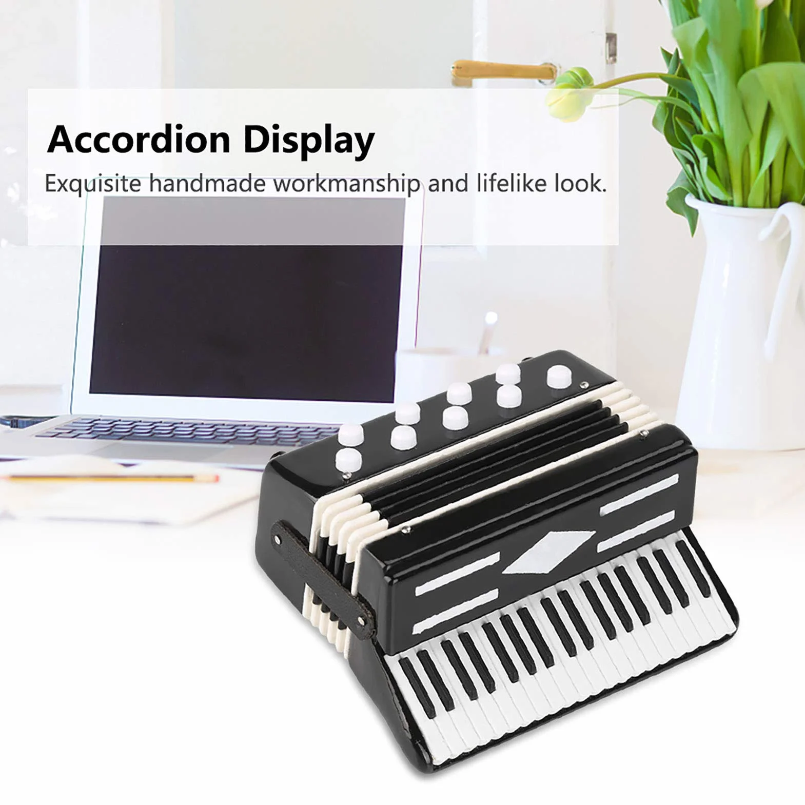 Accordéon Miniature 3 Pouces, Ornement de Décoration d'Instrument de Musique avec Boîte