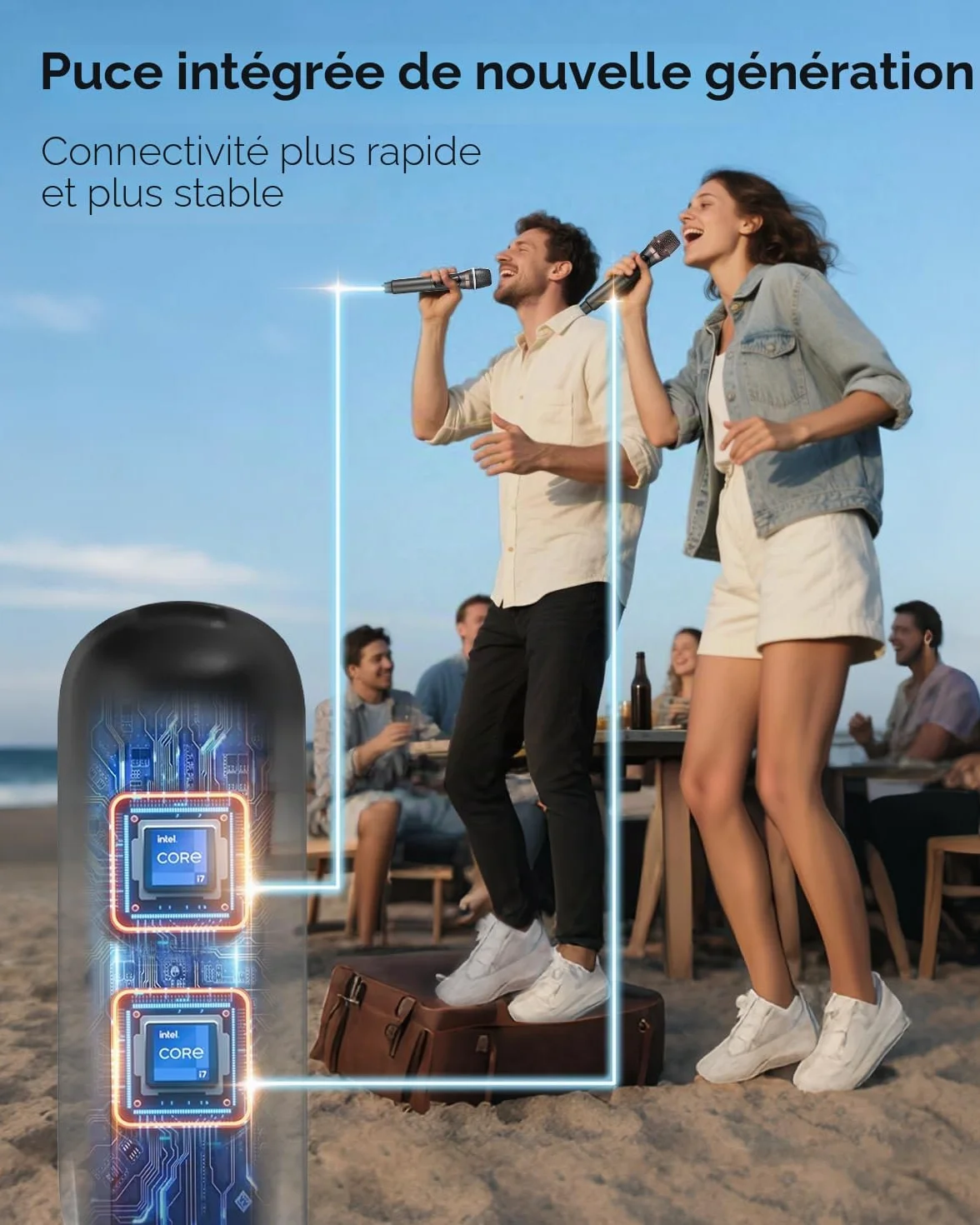ALPOWL Microphone sans Fil Professionnel 192KHZ/24Bit Dynamique Récepteur Rechargeable Noir