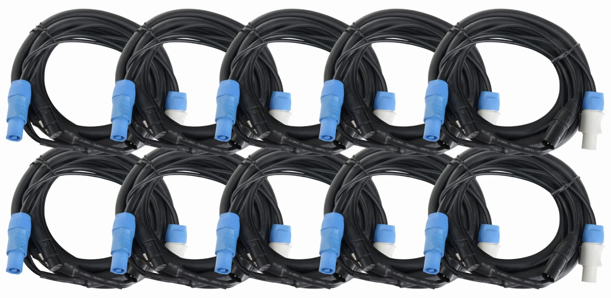 Pronomic Stage PPD-5 Câble Hybride Powerplug/DMX Lot de 10 - Câble combiné pour alimentation et signal DMX - Fini les câbles emmêlés pour connecter les effets lumineux - Longueur : 5 m - Noir