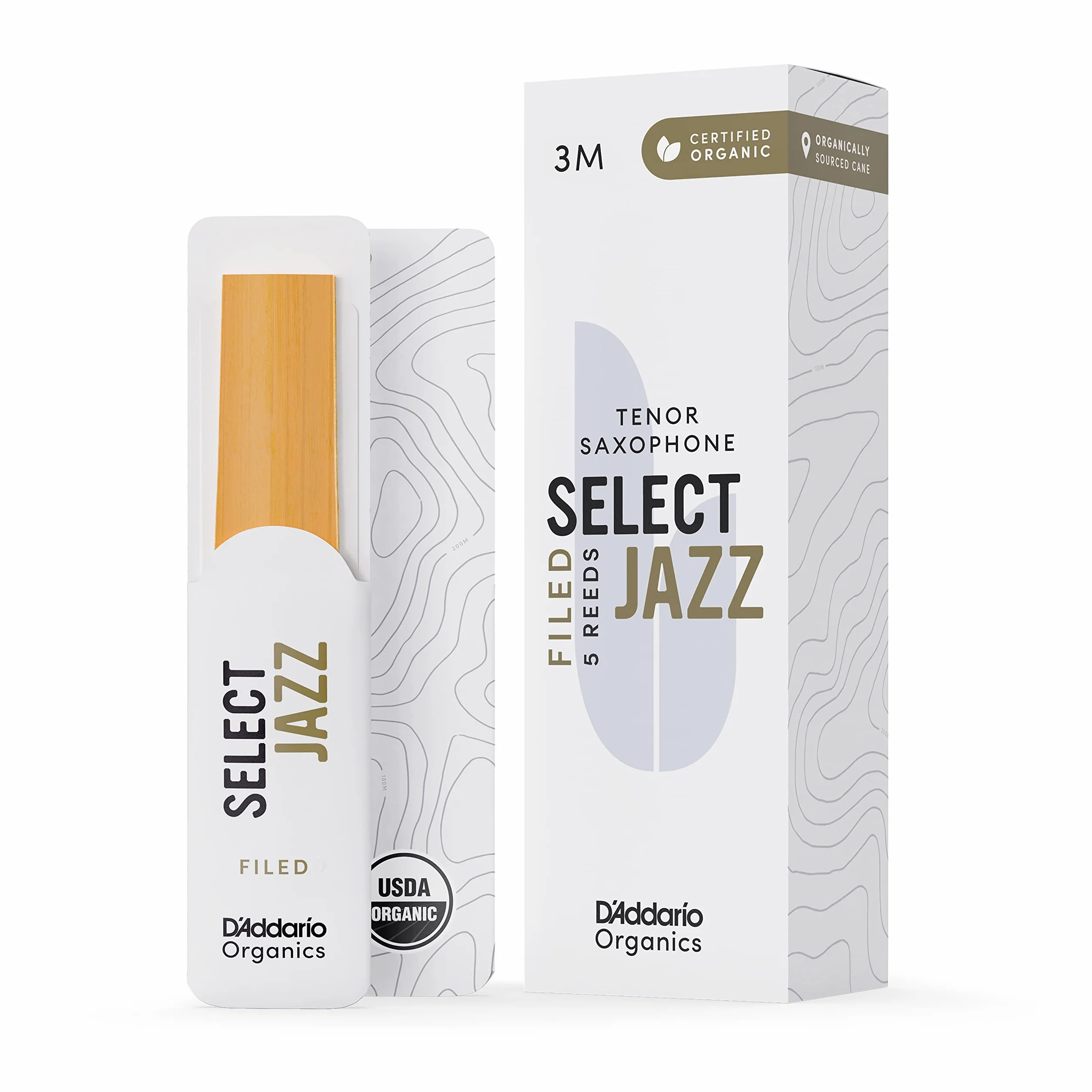 D'Addario Organique Select Jazz Filed Tenor Saxophone Reeds - 3 Medium, 5-Pack