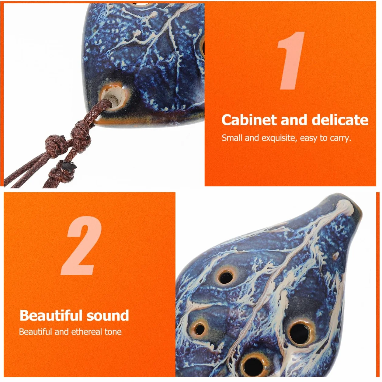 ibasenice Ocarina à 6 trous - Instrument à vent compact en céramique