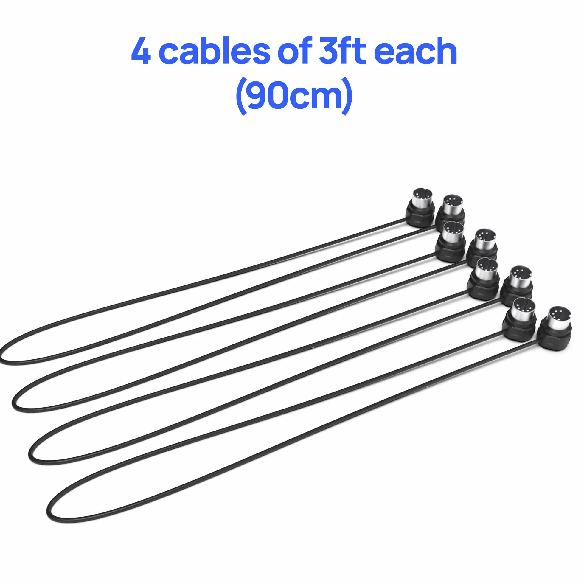 CME MIDI Cable Pack de 4 – 90 cm, DIN MIDI 5 Broches, Connecteurs Ultra Fins à Angle 45°