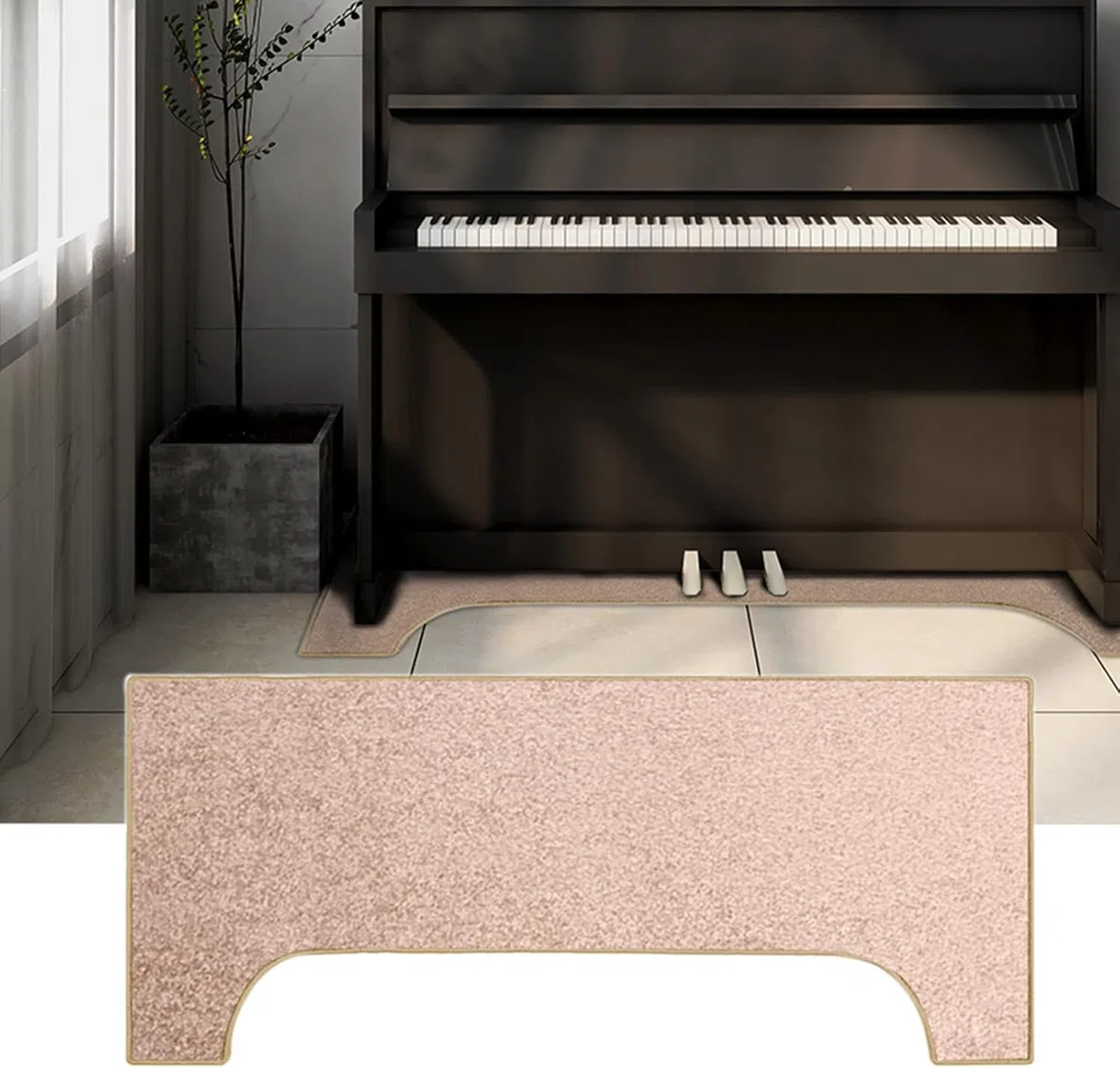 PPGE Tapis Insonorisé pour Piano, de Insonorisation Moquette Acoustique/Isolation Phonique/Insonorisant/Isolation Sonore Tapis, Antiderapant Piano 160×70 (Color:Or)