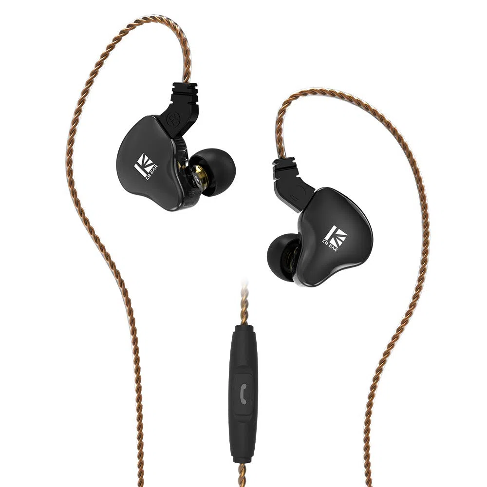 keephifi KBEAR KS2 IEM Casque Filaire avec Micro MEMS,10 mm PU+diaphragme Composite Biologique dans Les écouteurs,Division électronique de fréquence dans in Ear Monitor pour Musiciens,Jeux
