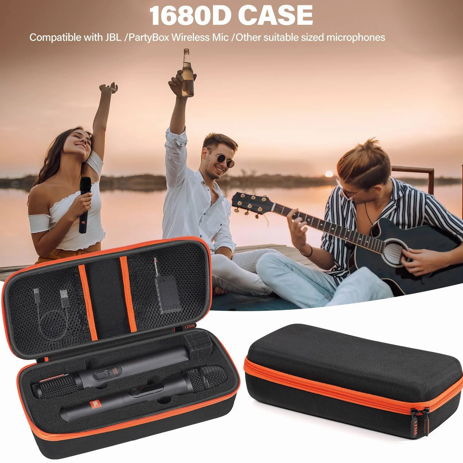 Étui de Microphone sans Fil JBL Wireless Two, Mousse prédécoupée pour Double Microphone Portable Partybox, Sac de Voyage