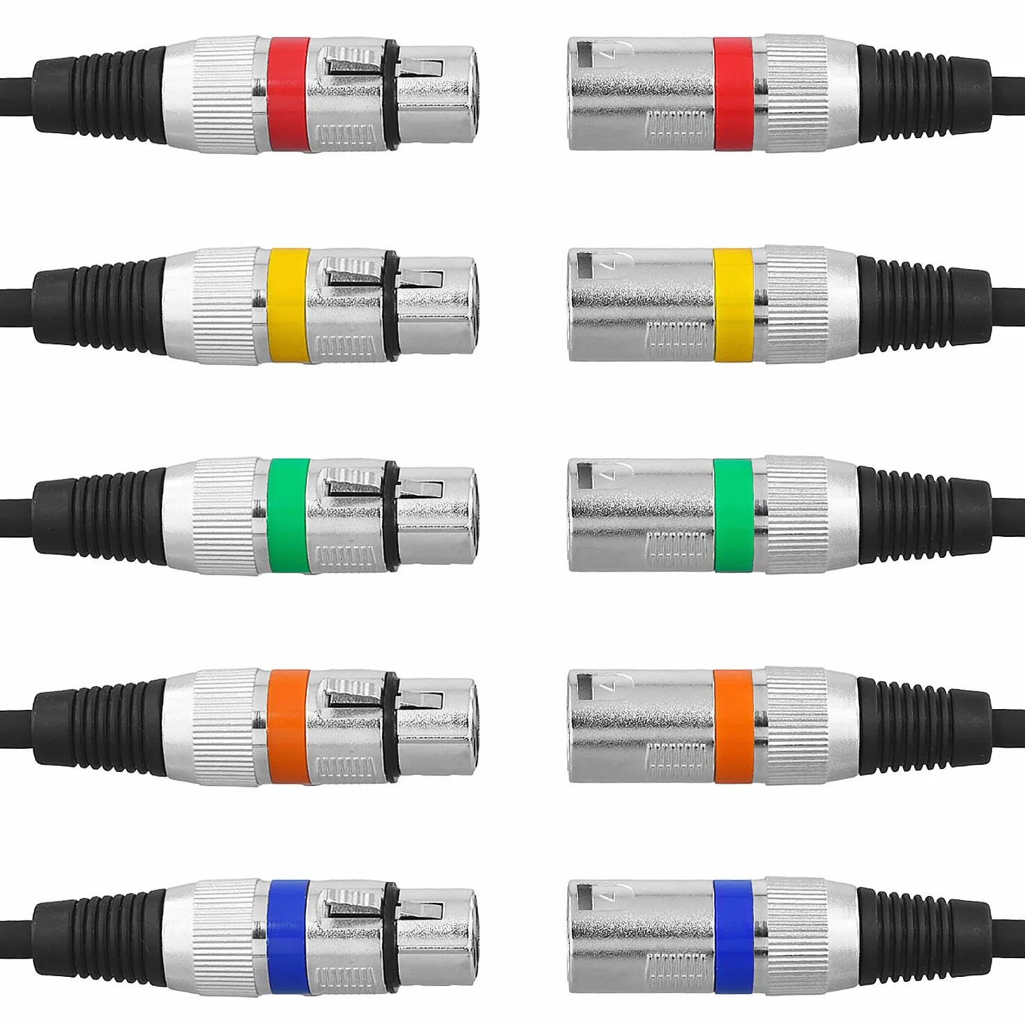 QWORK 5 Pièces Câbles XLR 5M Mâle vers Femelle 3 Broches pour Microphone Haut-parleurs