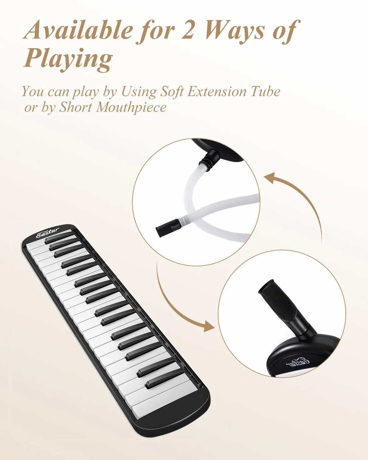 Eastar Melodica 37 Touches Instrument à Vent pour Enfants Débutants avec Sac de Transport Noir