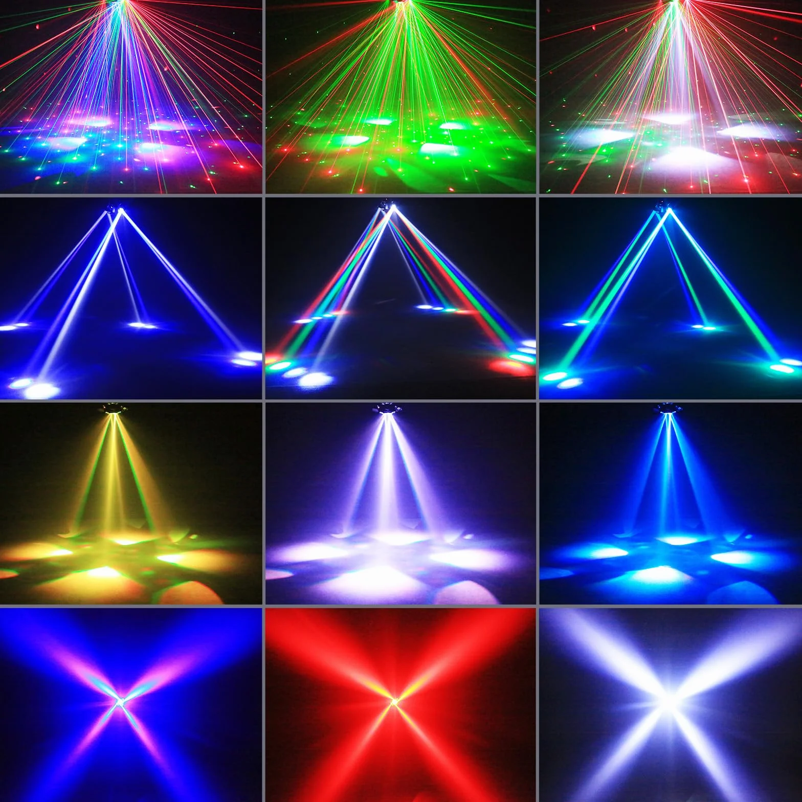 Lyre LED 150W Tête Mobile Lampe de Scène avec Télécommande, Lumière de Fête Wash Jeu de Lumière Soirée RGBW LED Stroboscopiques Beam DMX512 pour DJ Discothèques Noël Concerts