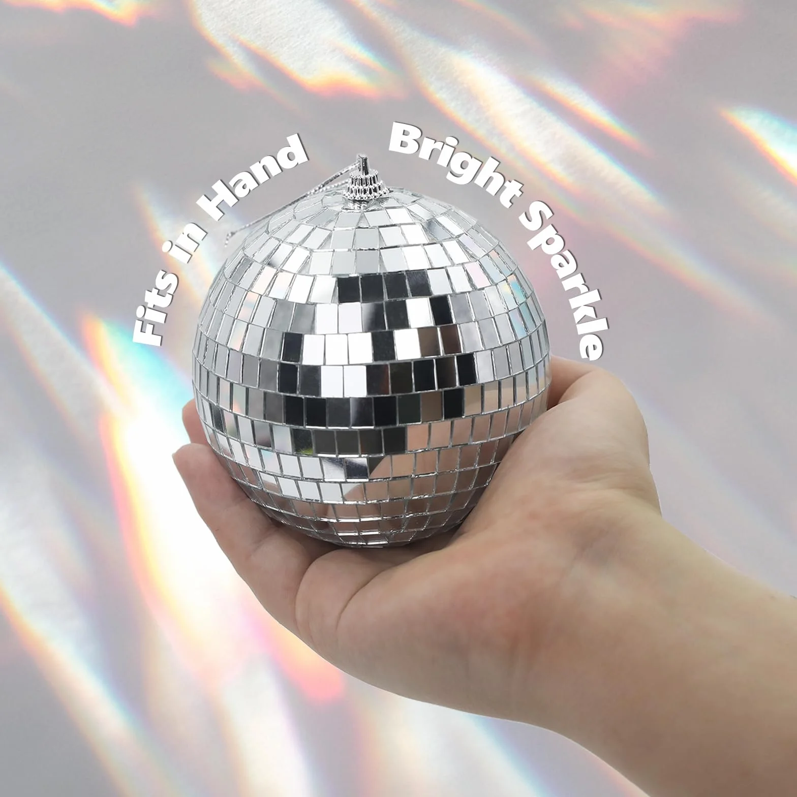 Boule à Facettes Disco 10 cm – Lot de 2 Boules Miroir Argentées à Suspendre, Déco Sapin de Noël, Mariage, Anniversaire, Fête & Soirée