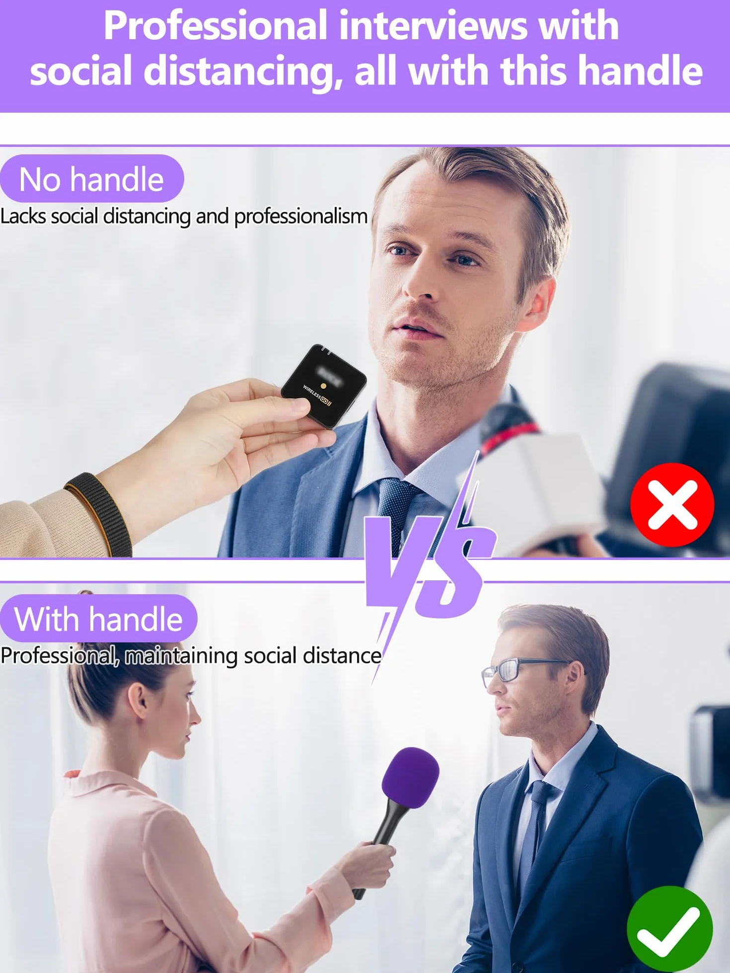 YOUSHARES Poignée DJI Adaptateur Interview GO sans Fil pour Rode Wireless GO II, Support Cravate pour DJI Mic 2