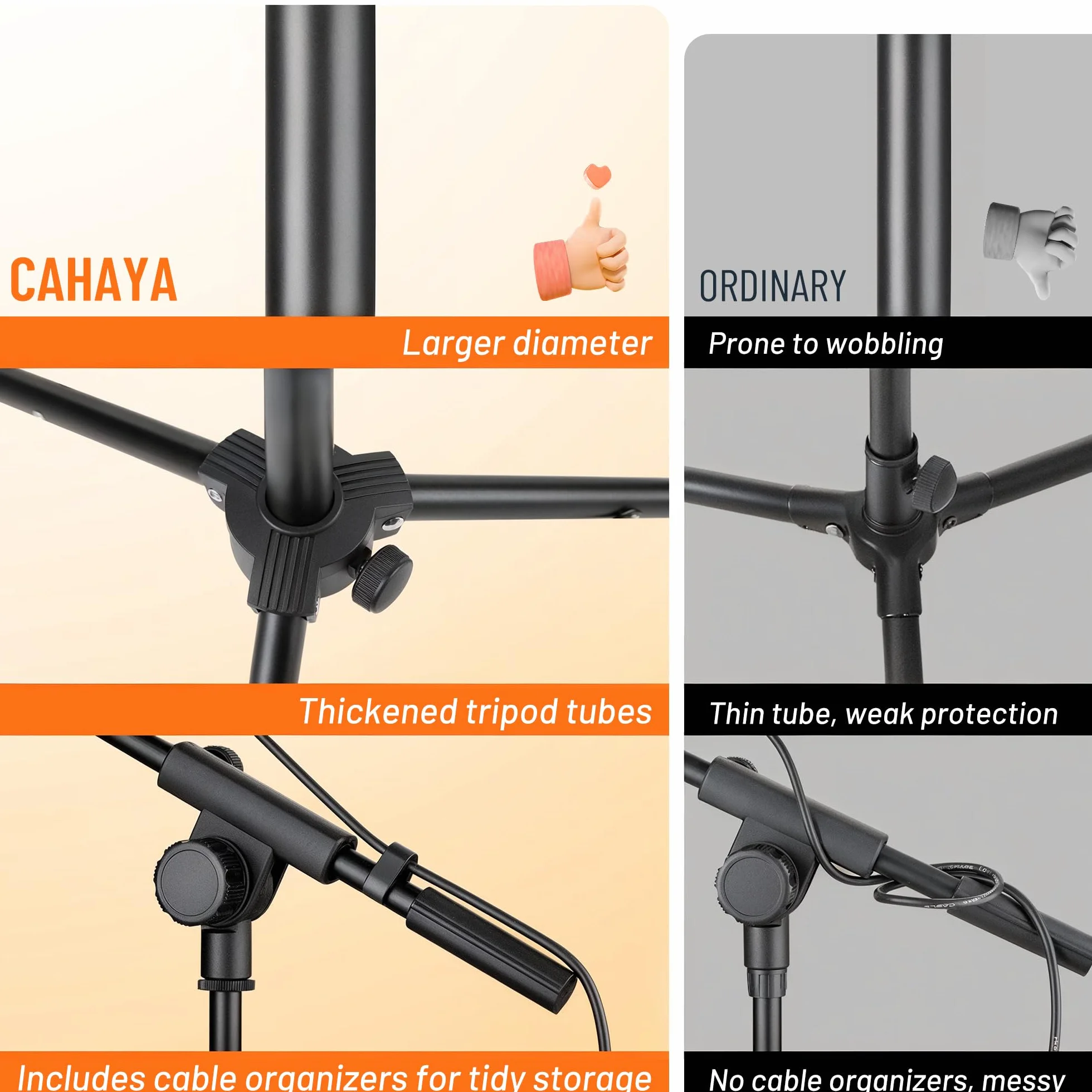 CAHAYA Pied de Microphone au Sol Mobile 2 en 1 Trépied en Métal Réglable Pliable Support pour Concerts Conférence Vidéo