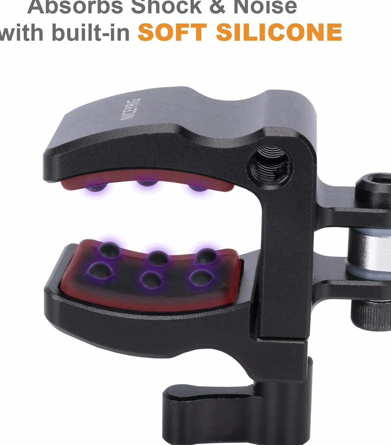 NICEYRIG Clip de Microphone avec mâchoire 18,5-35 mm, Alliage d'aluminium et Acier Inoxydable, Tampon Anti-Chocs Silicone, Trou fileté 1/4"