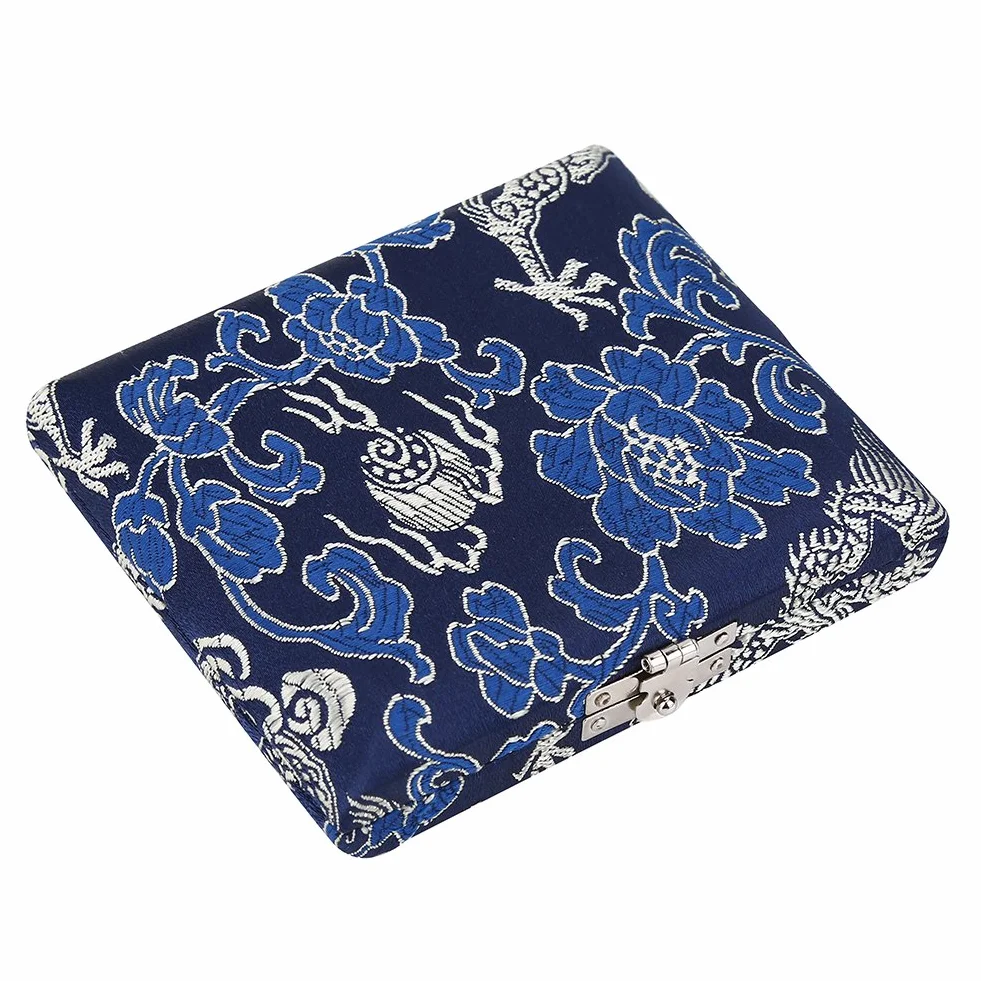 Etui pour anche hautbois en bois d'érable + tissu de soie, boîte de rangement pour 6 anches, bleu