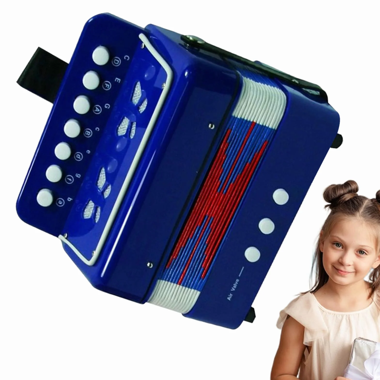 Accordéon Musical à Boutons Jouet Instrument de Musique Portable Cadeau Anniversaire 3 Ans