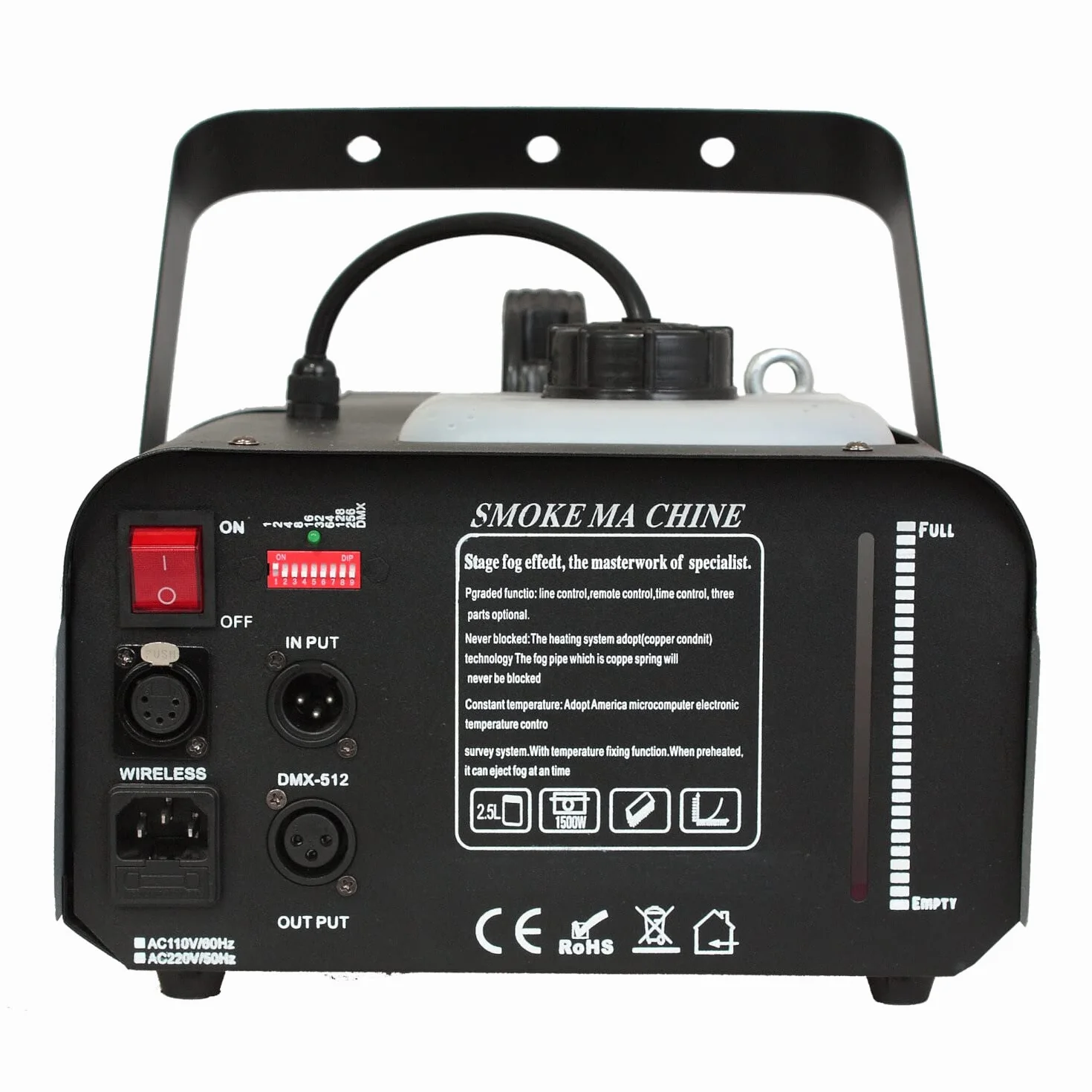 Ibiza - LSM1200PRO - Machine à fumée professionnelle de 1200W programmable en DMX et télécommande - Noir