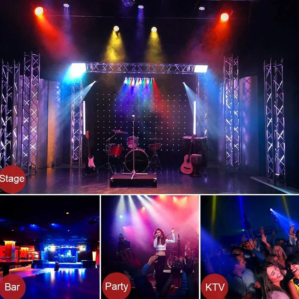 U`King 72W Par 36 LED Projecteur RGB Lumiere de Scene avec Télécommande