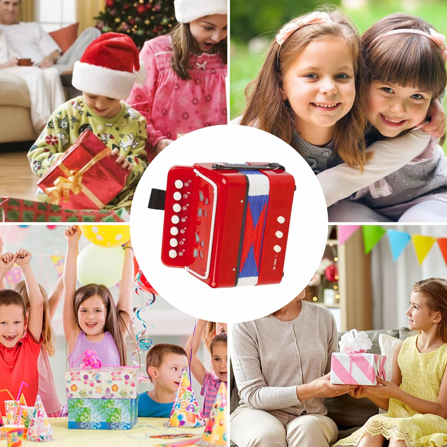 Accordéon Enfant 7 Touches Bouton Instrument Lumières Jouet Débutants