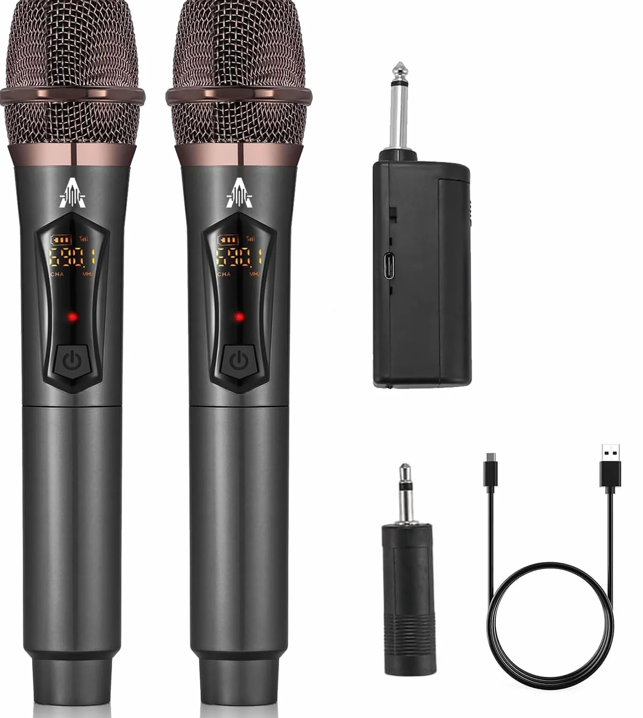 ALPOWL Microphone sans Fil Professionnel 192KHZ/24Bit Dynamique Récepteur Rechargeable Noir