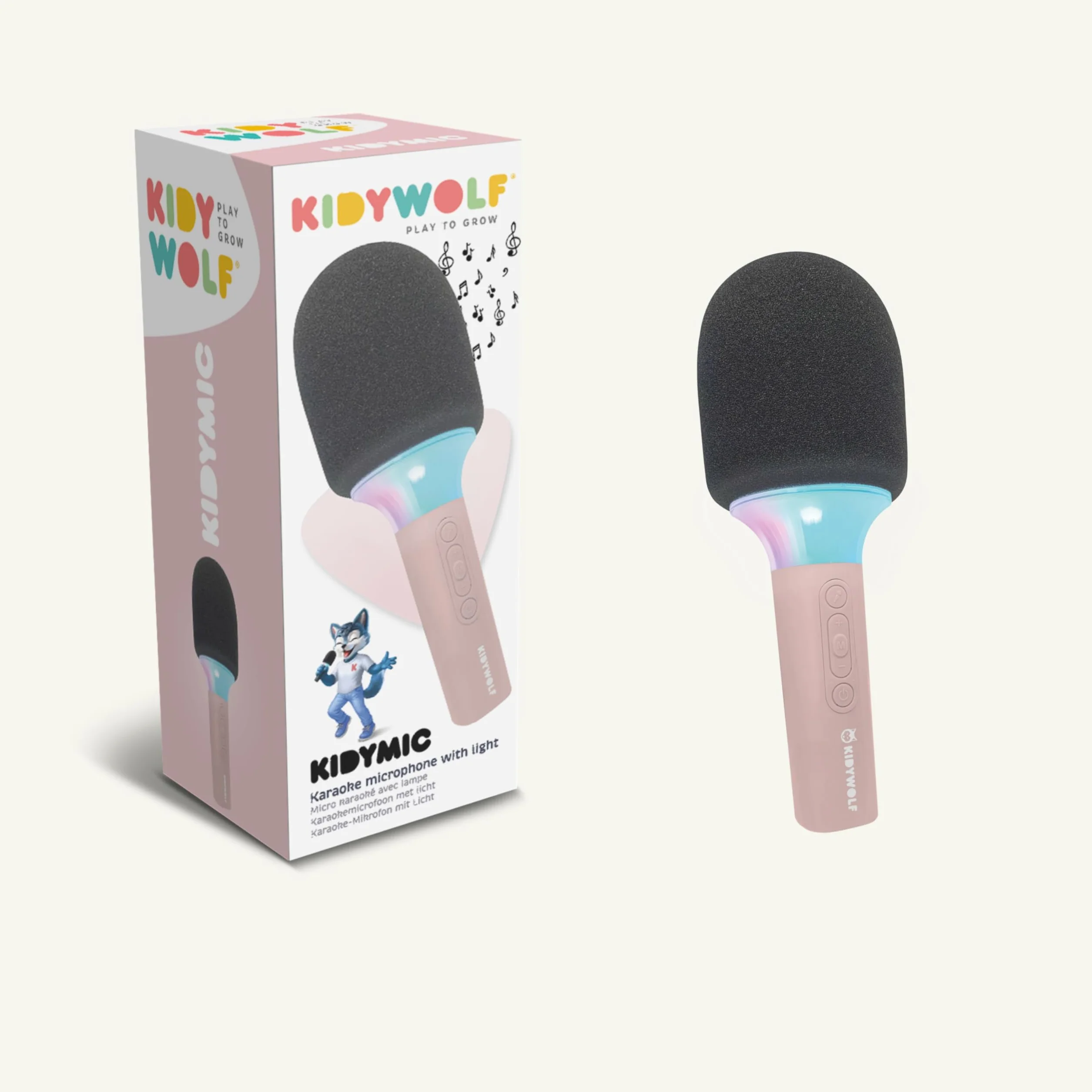 KIDYWOLF Kidymic Rose – Micro Karaoké Enfant Bluetooth avec Effets Sonores et Lumineux