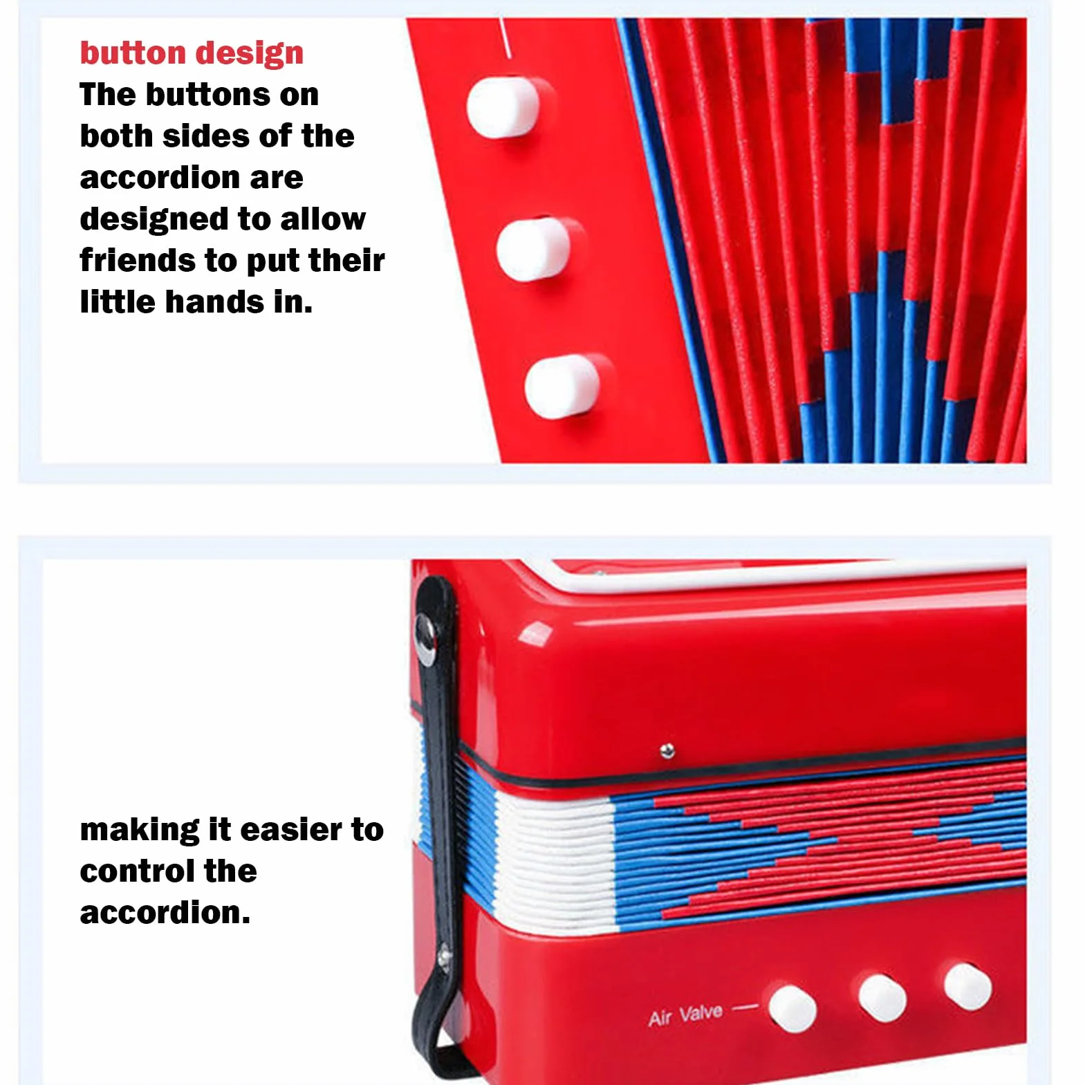 Accordéon Enfant 7 Touches Bouton Instrument Lumières Jouet Débutants