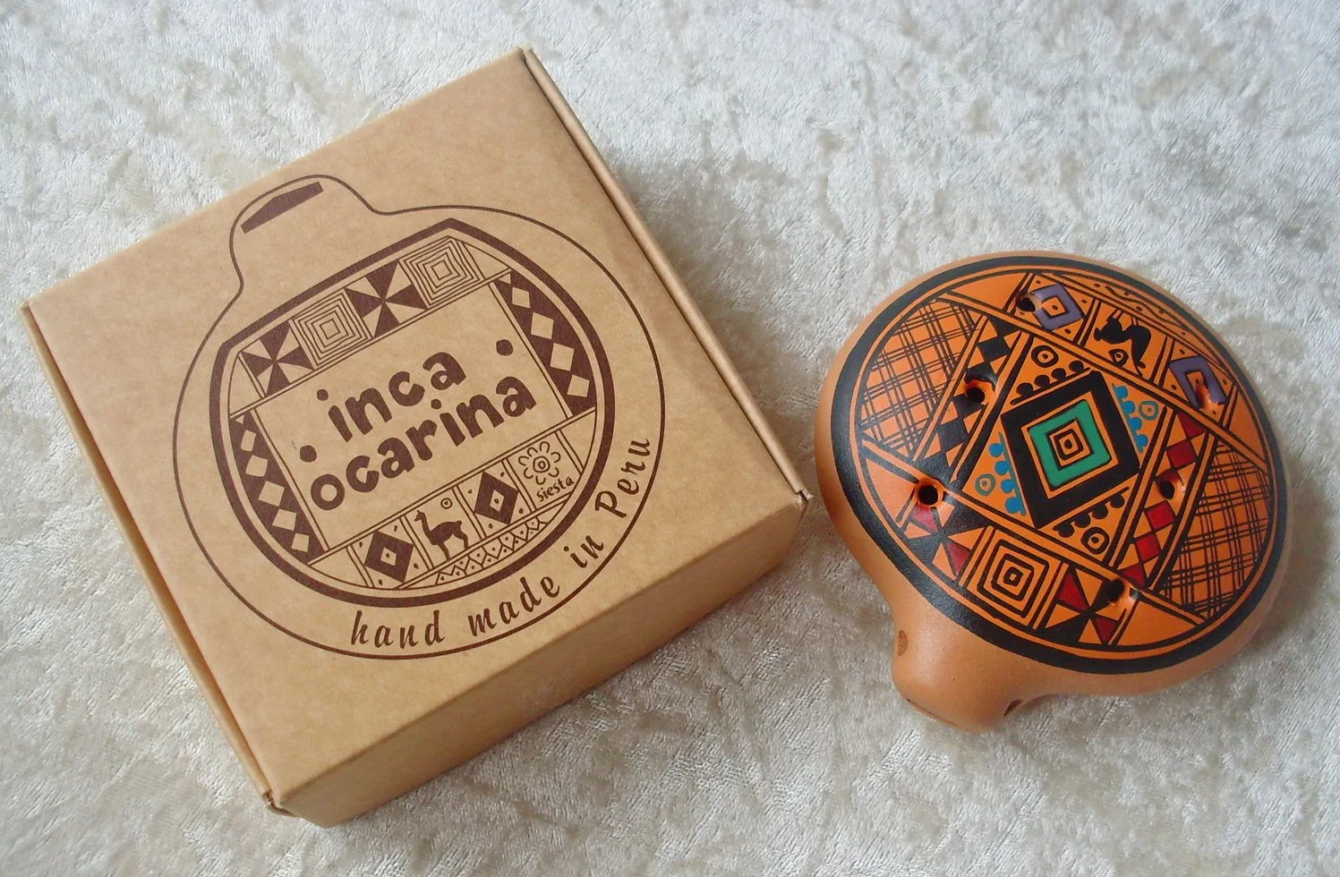 Flûte inca Ocarina traditionnelle du Pérou orange