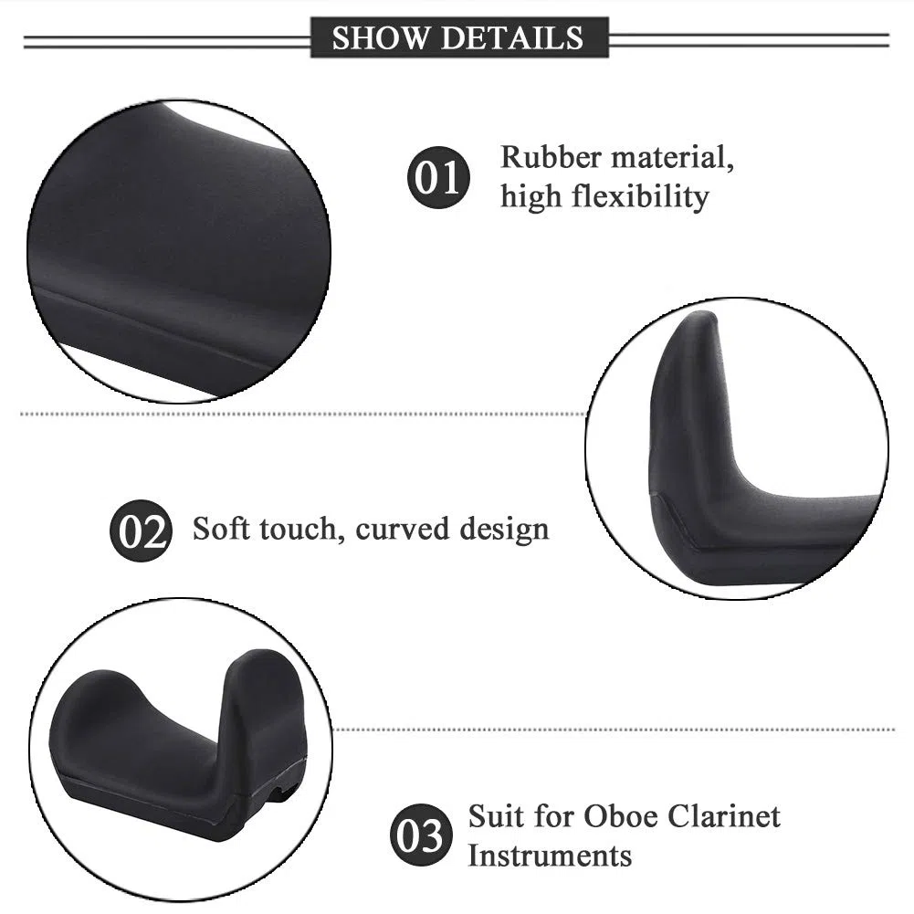 pouce doigt Repos caoutchouc coussin pouce doigt protecteur, clarinette hautbois pouce Re pouce doigt repose coussin support replacement pour hautbois clarinette Inruments - Noir (1.5 mm)